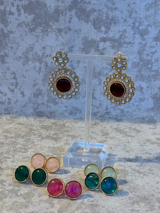 Round Stone Changeable earrings | 6 earrings in 1 | The Tara Collection