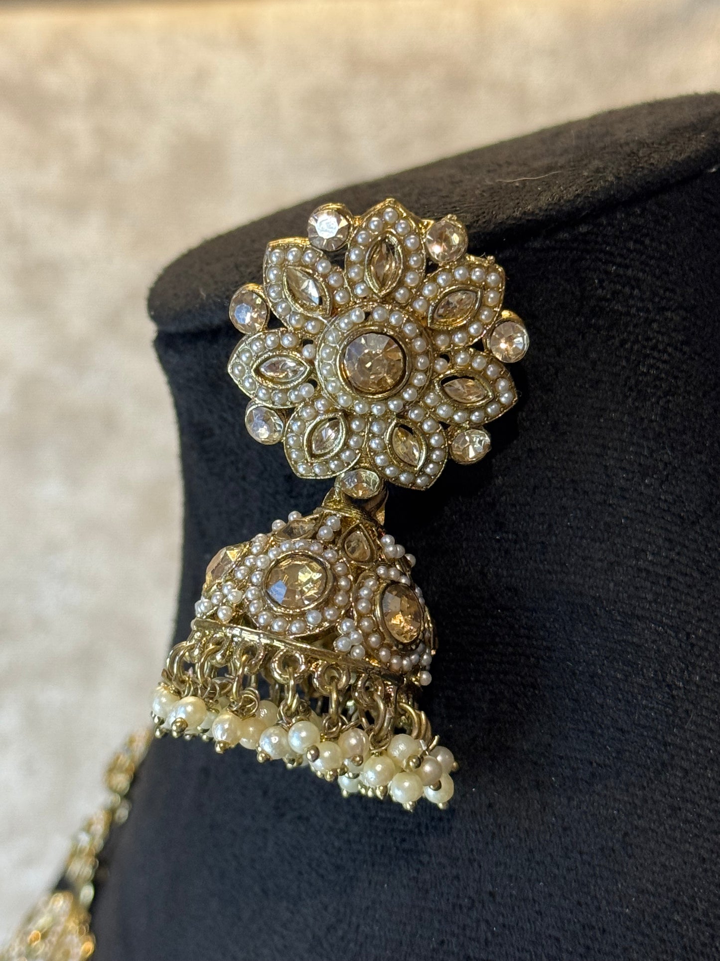 Antique Gold Jhumka & Tikka Set