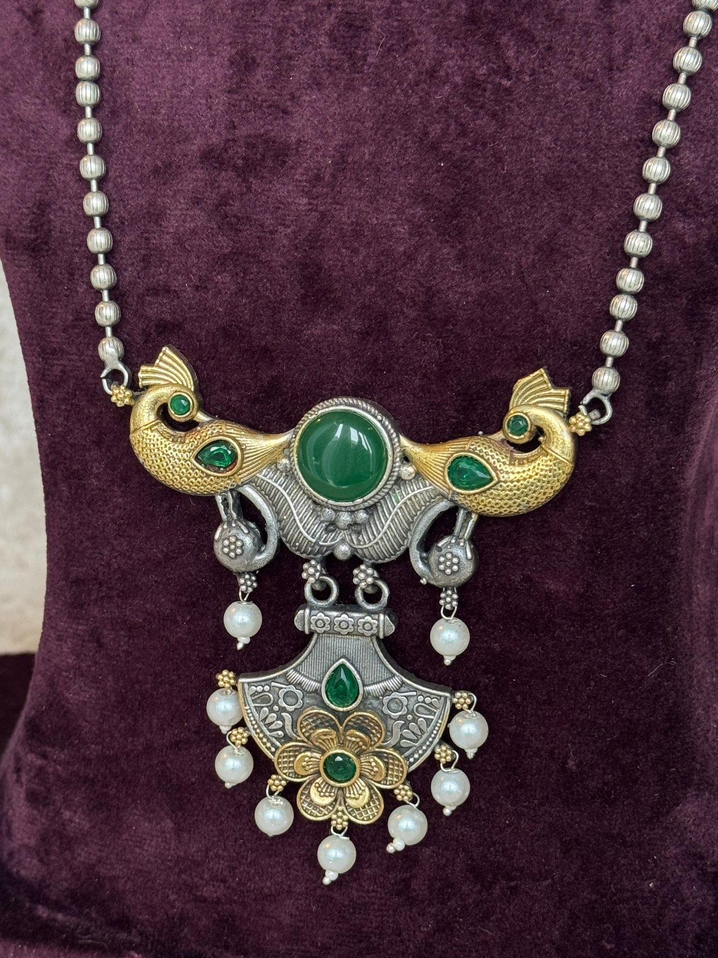 Oxidised Pendant Set with Bird motif | The Tara Collection