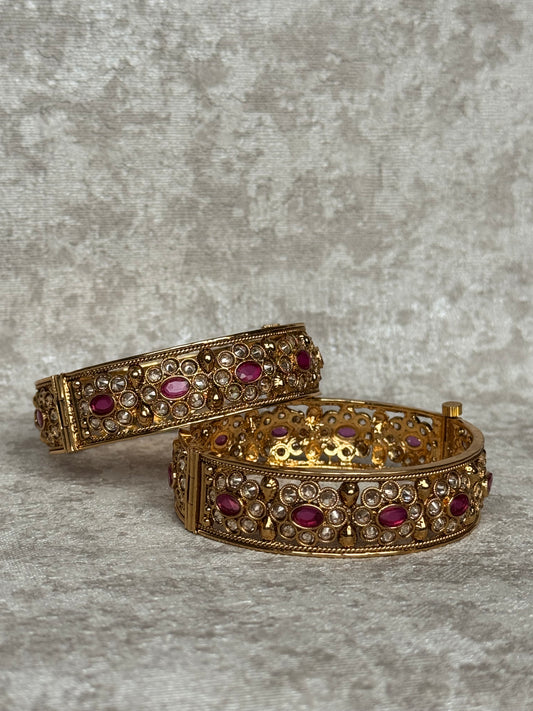 Gold & Ruby Bangle Set