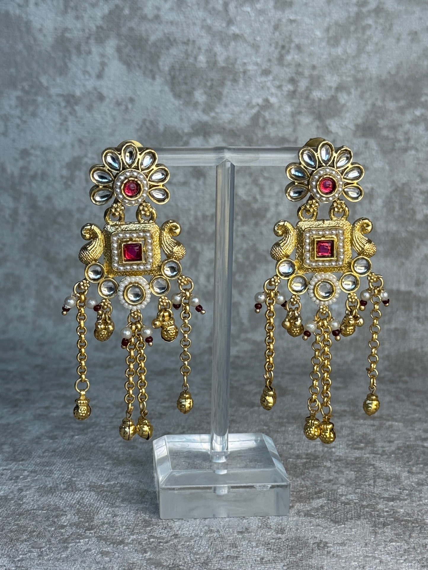 Heritage Square Ghungroo Drop Earrings