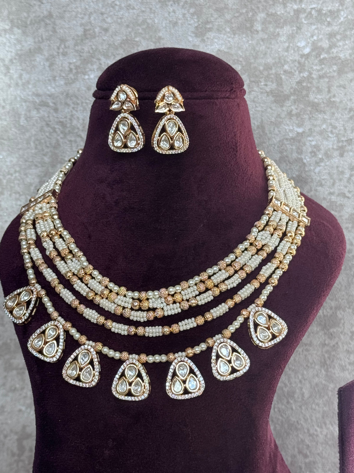 Meher - Kundan Multi Chain Long Necklace set | The Tara Collection