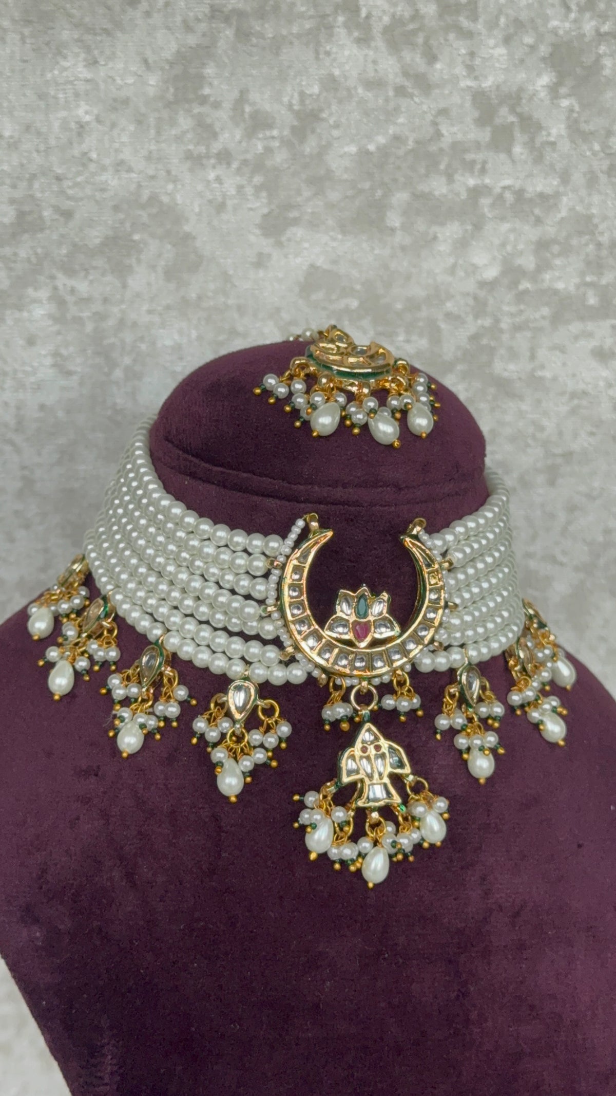 Devika - Kundan & Stone Bead Choker Set | The Tara Collection