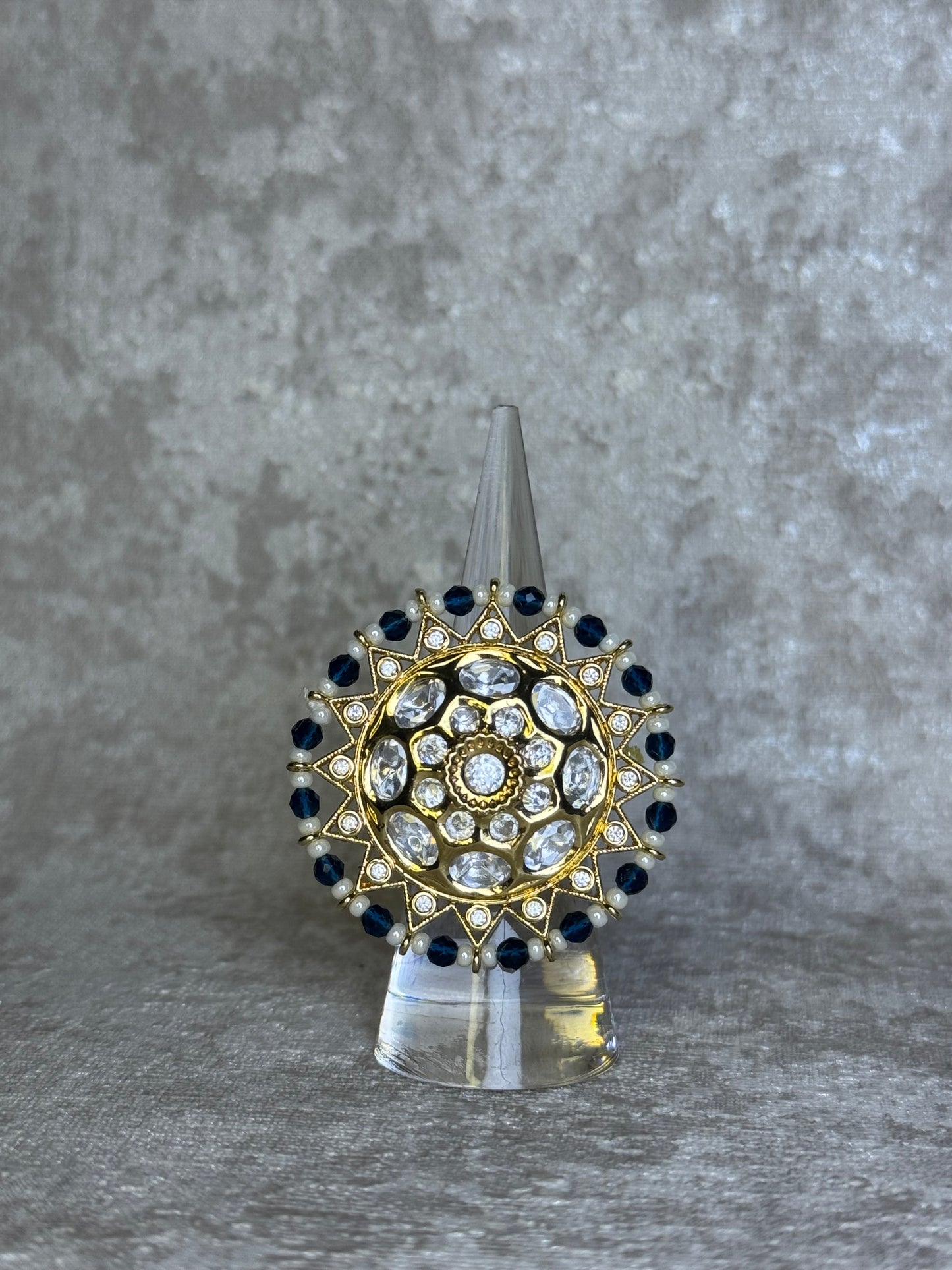 Kundan Round Adjustable Ring