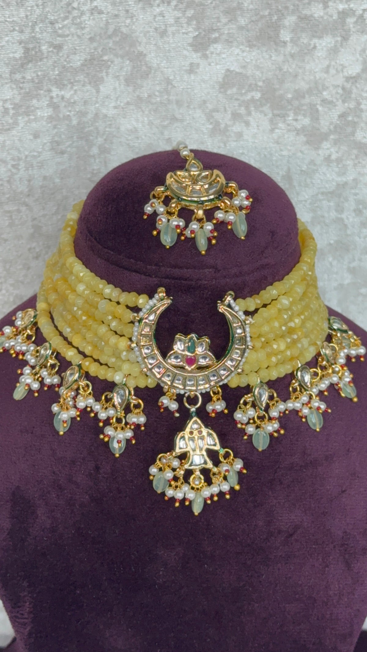 Devika - Kundan & Stone Bead Choker Set | The Tara Collection