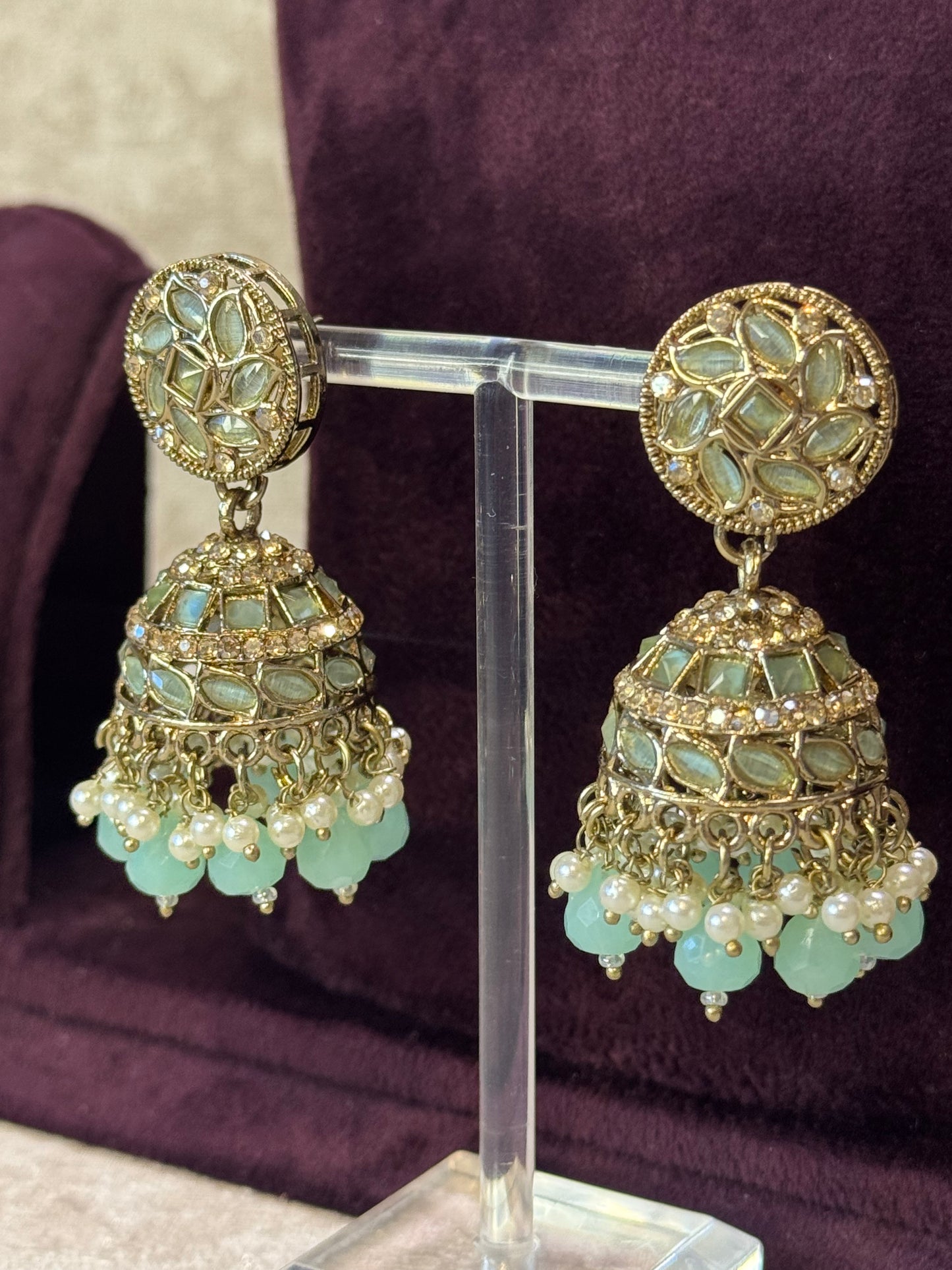 Champagne Gold Necklace Set with Jhumka & Square Tikka | The Tara Collection