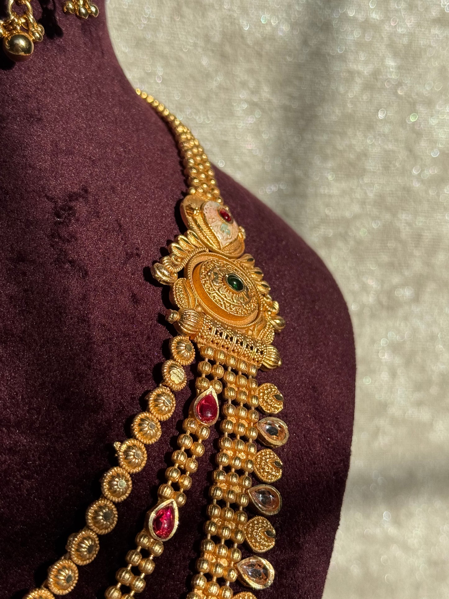 Heritage Mala Necklace Set | Multi-Chain Mala & Earrings