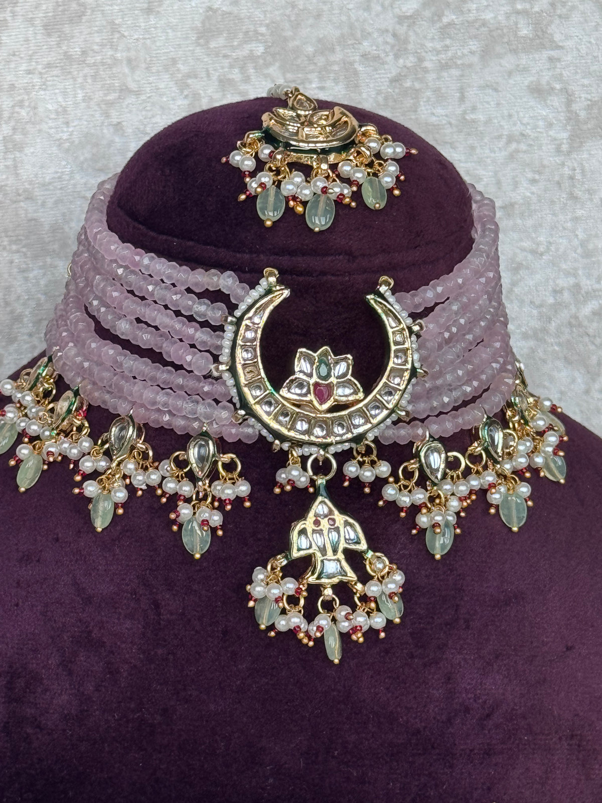 Devika - Kundan & Stone Bead Choker Set | The Tara Collection