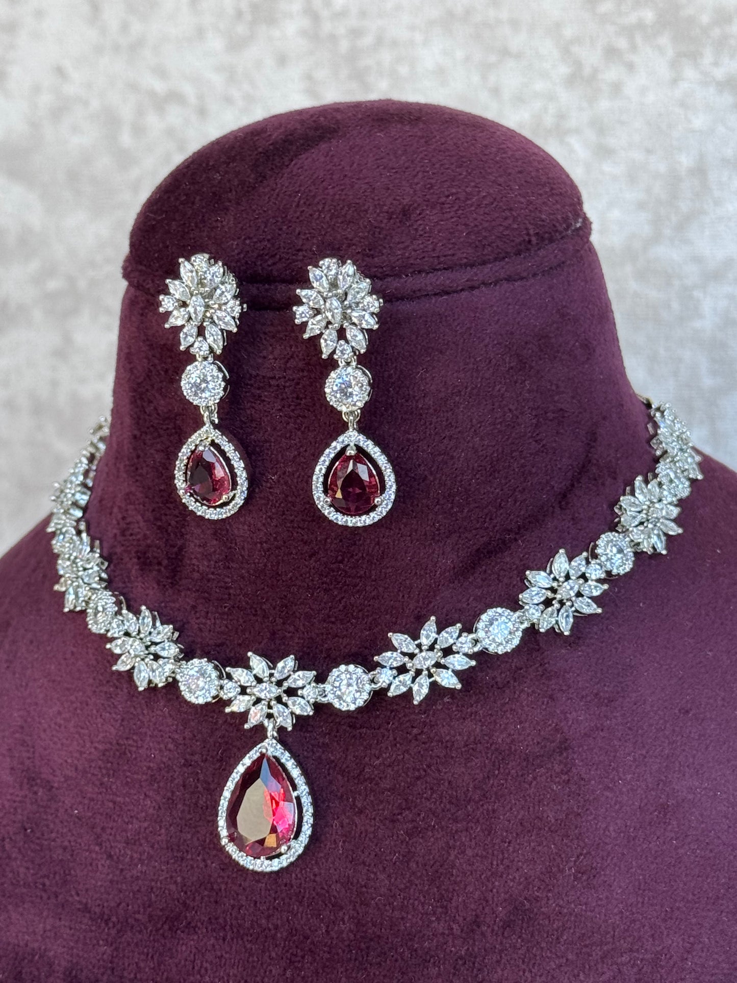 AD Floral Necklace Set | The Tara Collection