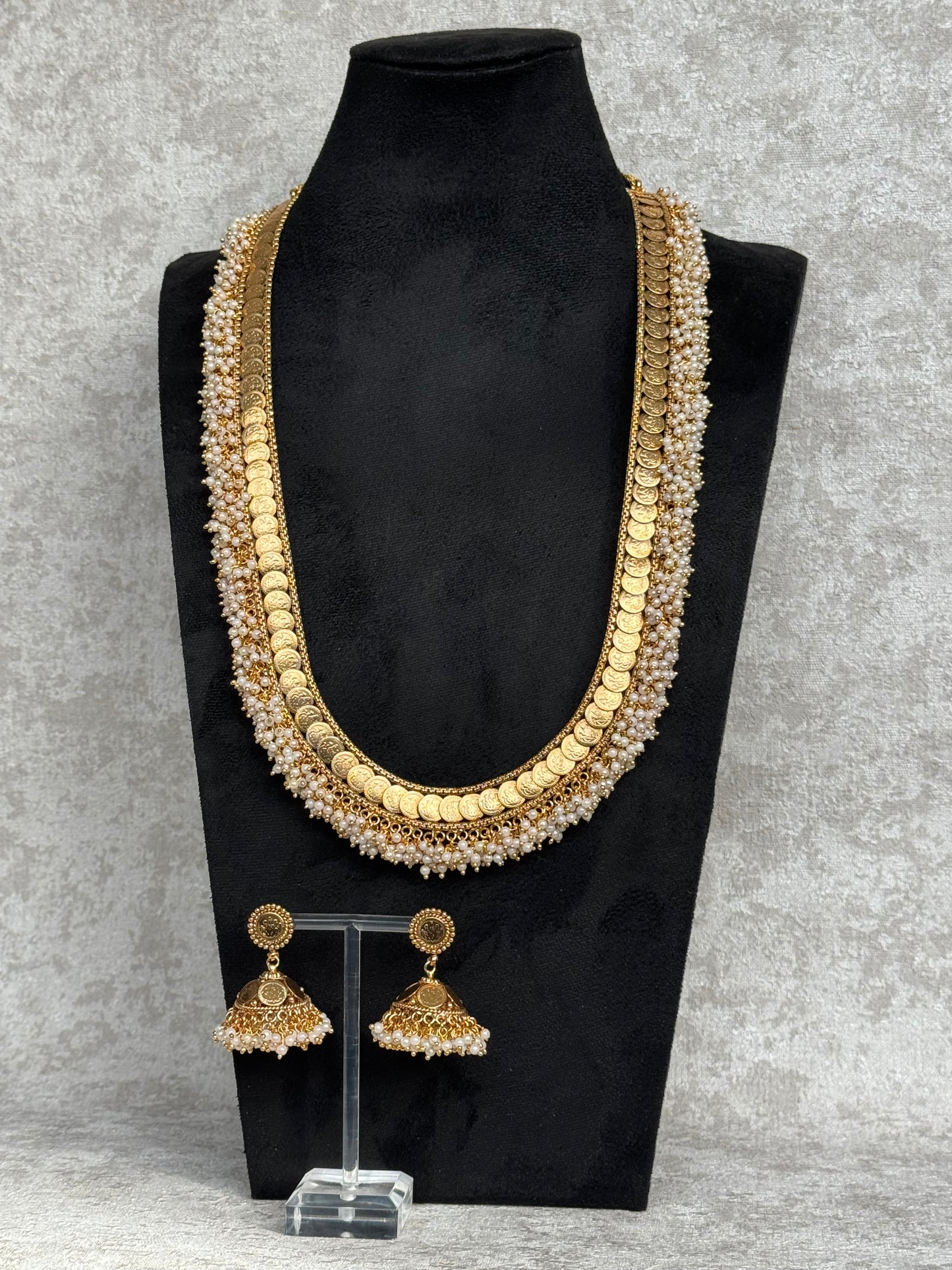 Clustered Pearl Temple Coin Mala Set | The Tara Collection