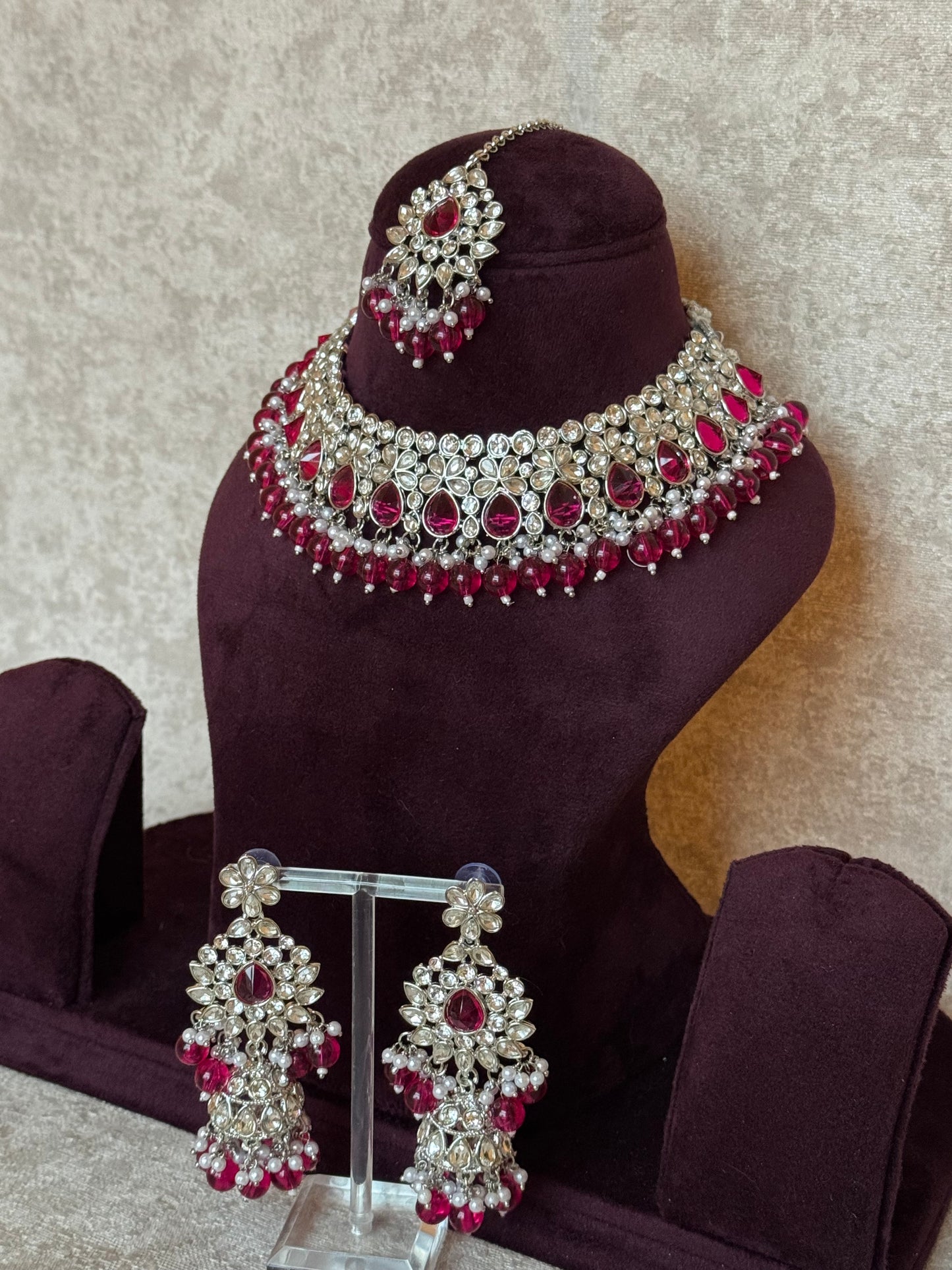 Silver Necklace Set | Necklace, Earrings, Tikka