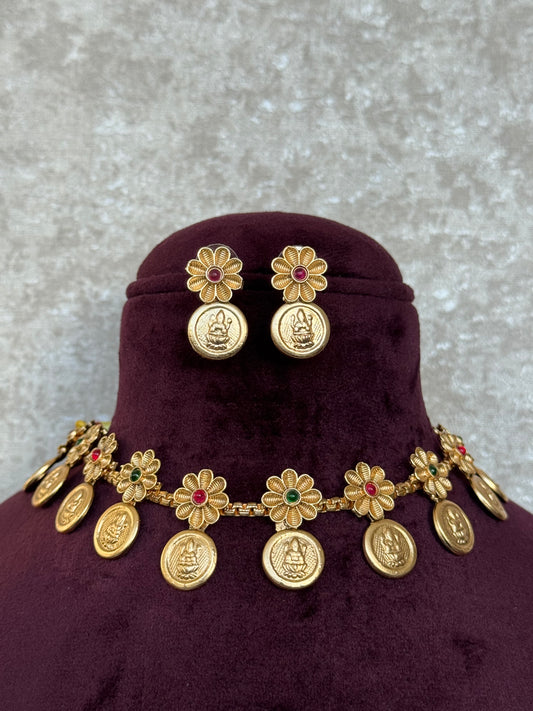 Floral & Coin Design Temple Set