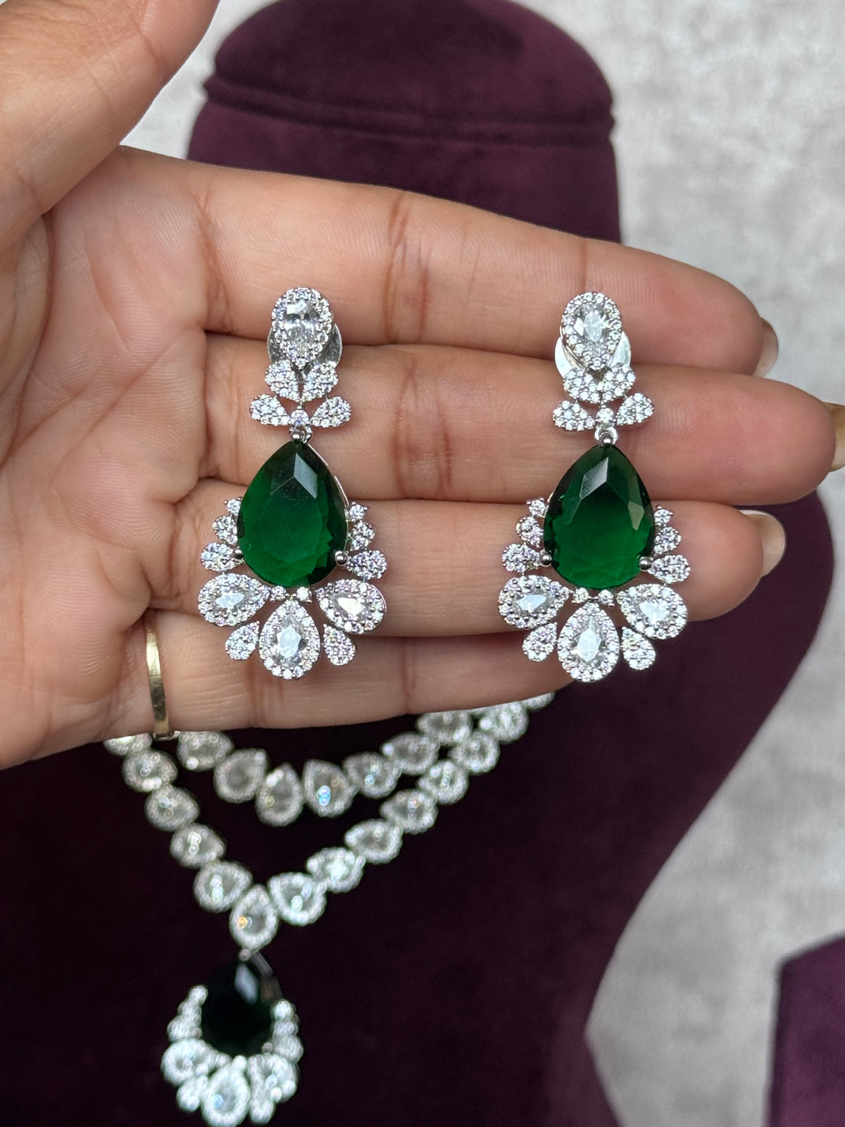 Rhea - American Diamond Necklace Set | The Tara Collection