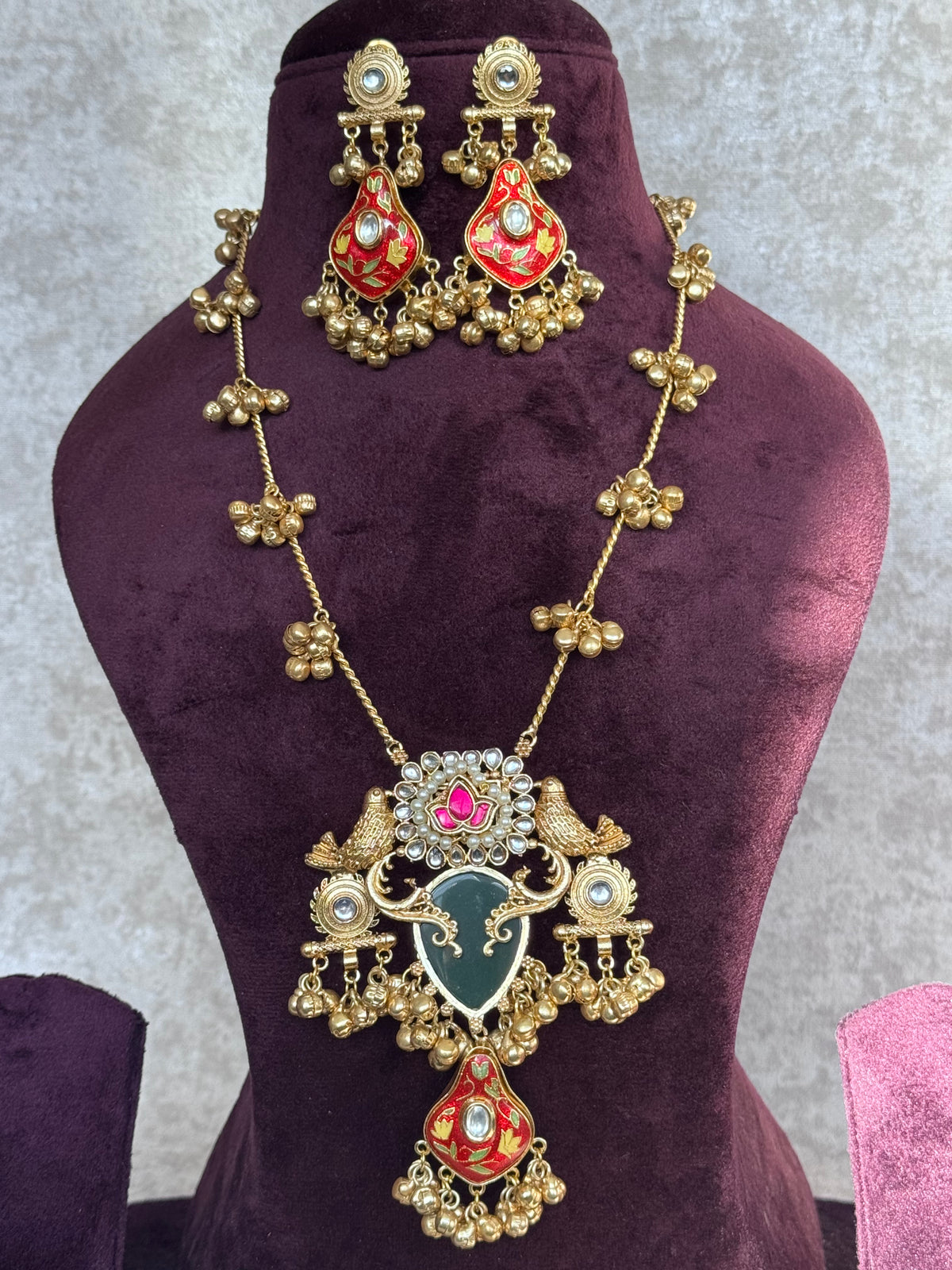 Mira - Meenakari Rajwadi Long Necklace Set | The Tara Collection