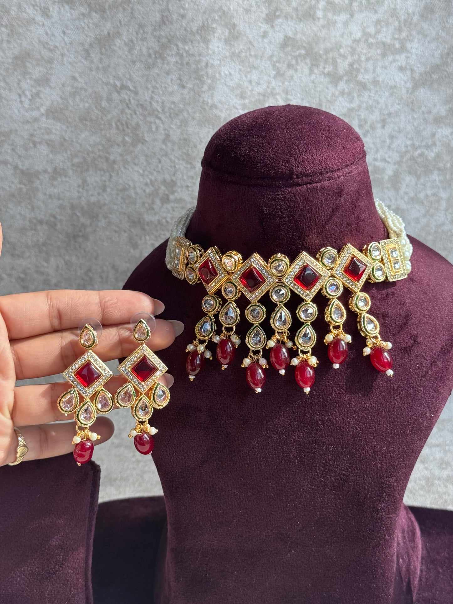 Glass Stone Choker Sets | The Tara Collection