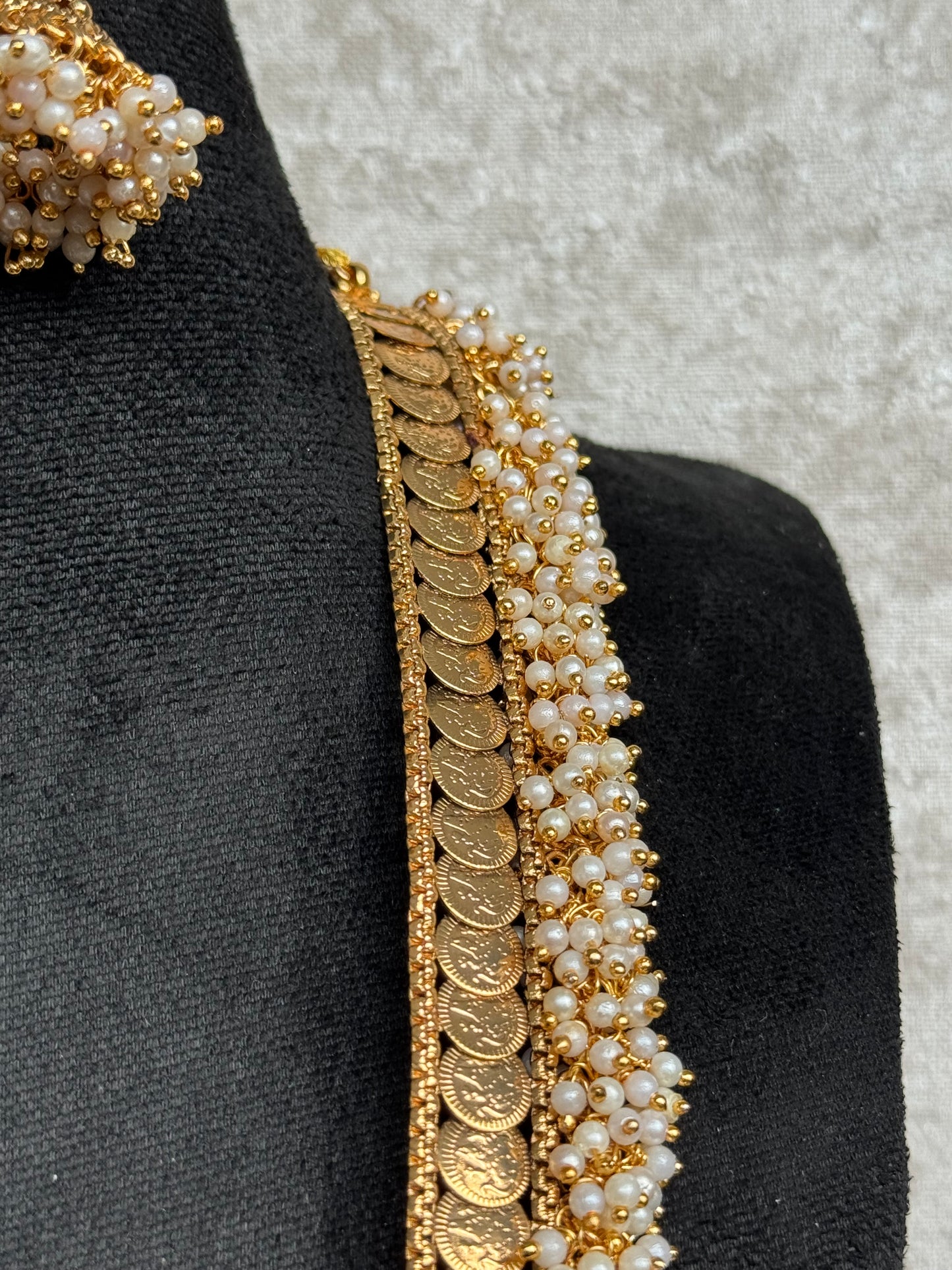 Clustered Pearl Temple Coin Mala Set | The Tara Collection