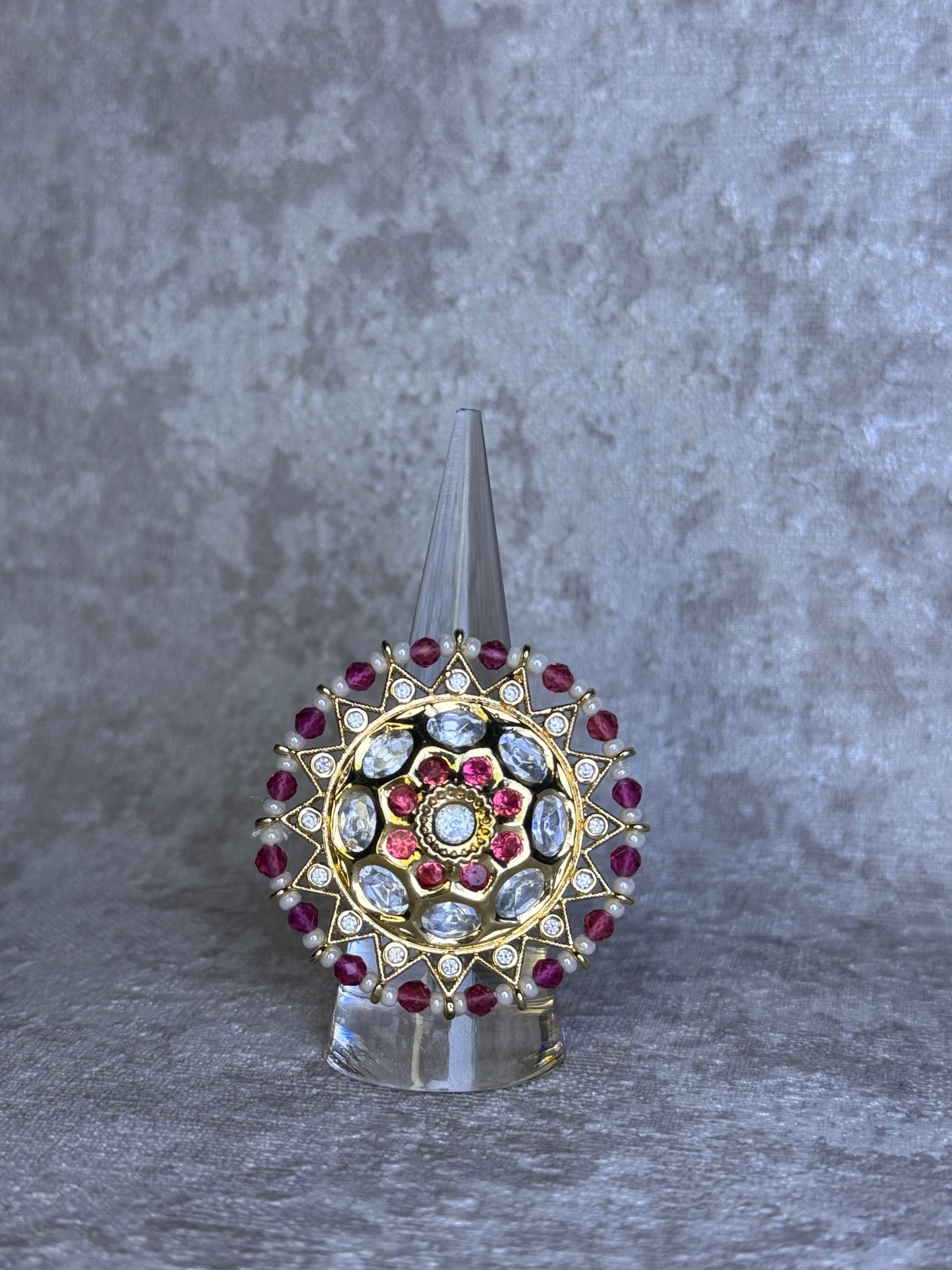 Kundan Round Adjustable Ring