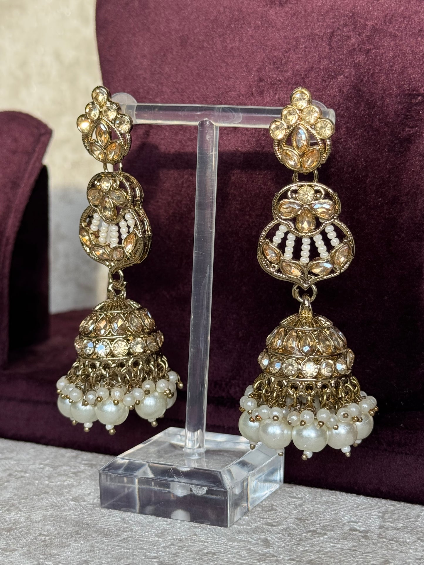 Crystal Beaded Set | Jhumka Earrings & Tikka