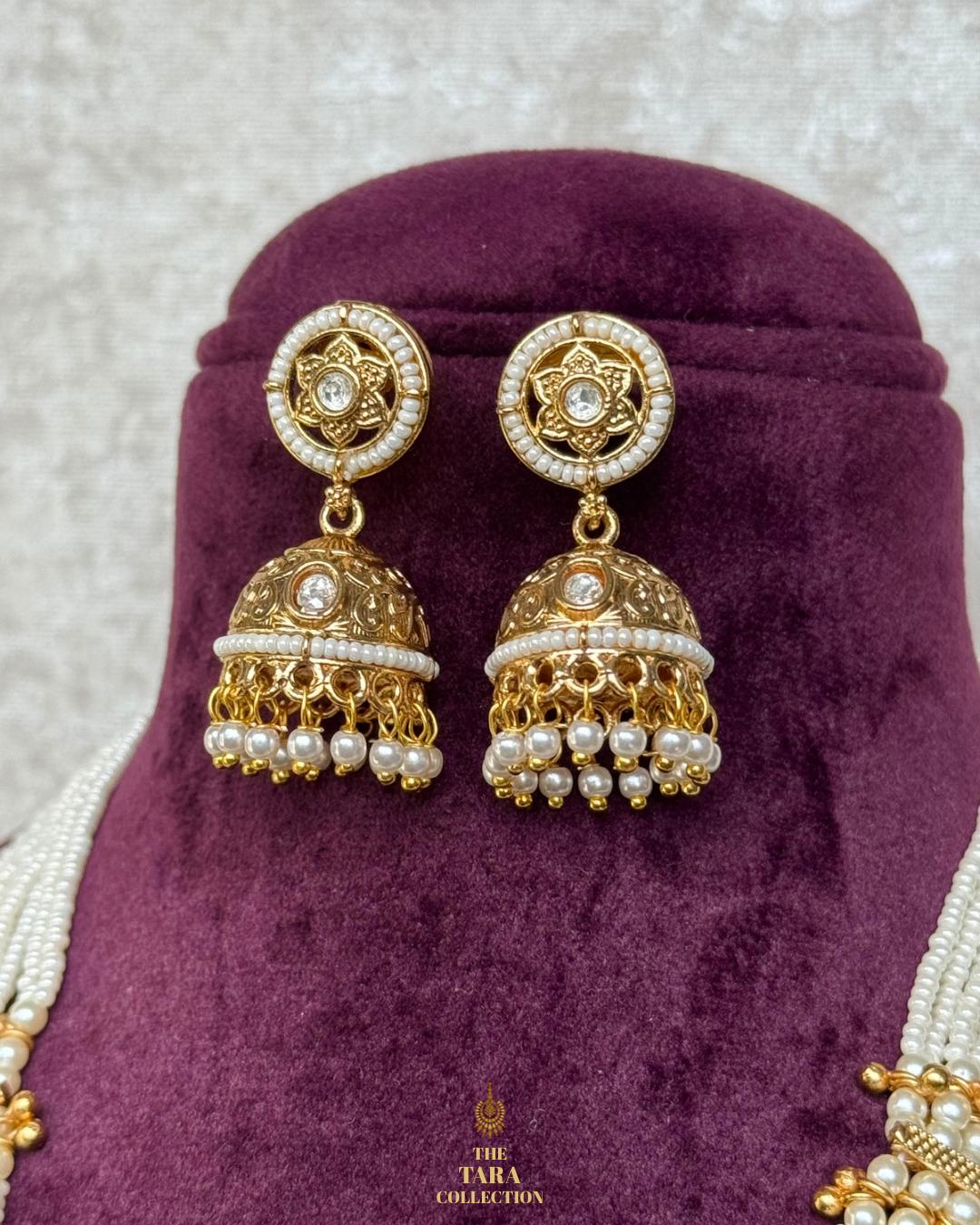 Antique Gold Plated Long Necklace Mala Set