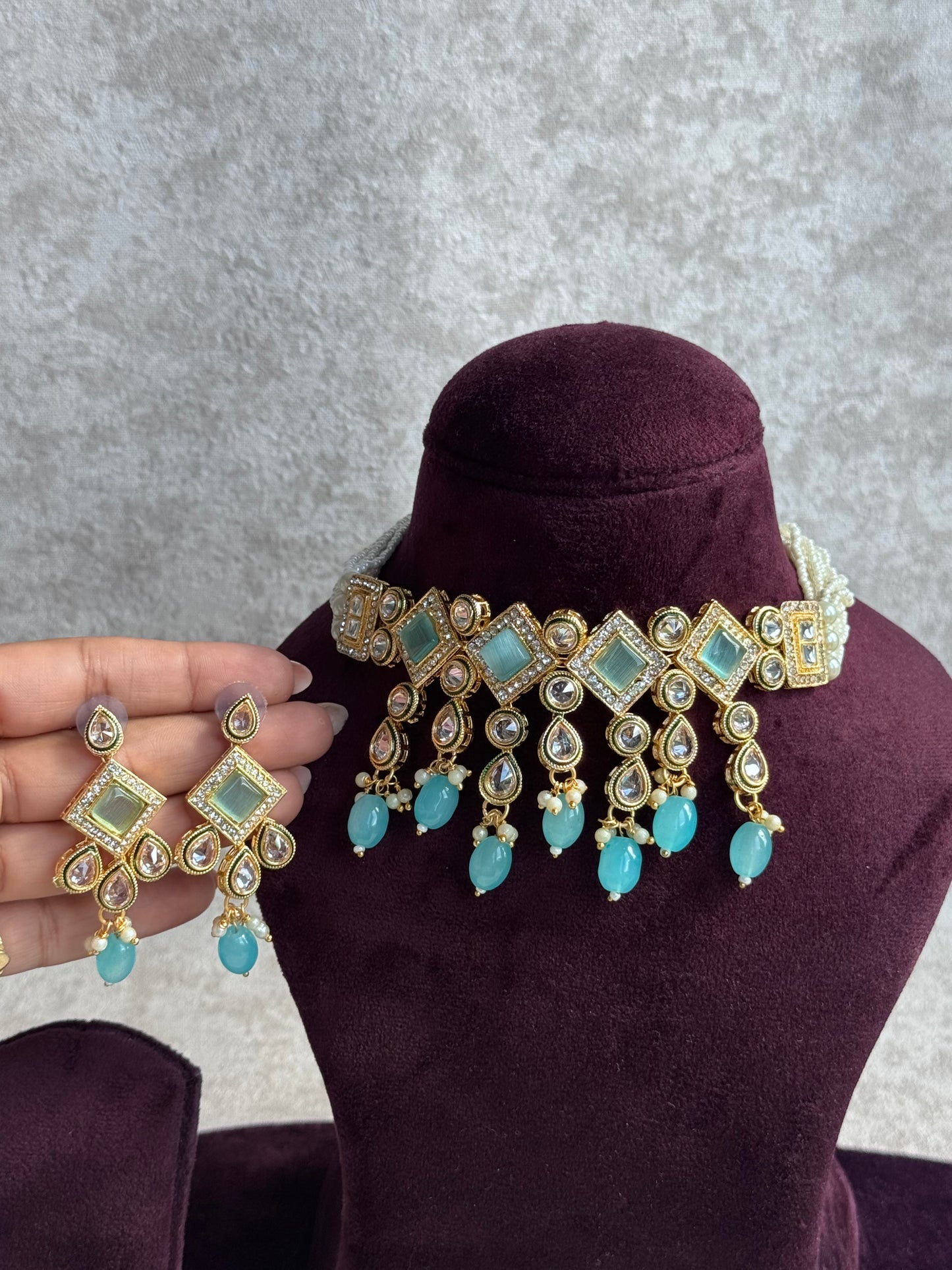Glass Stone Choker Sets | The Tara Collection