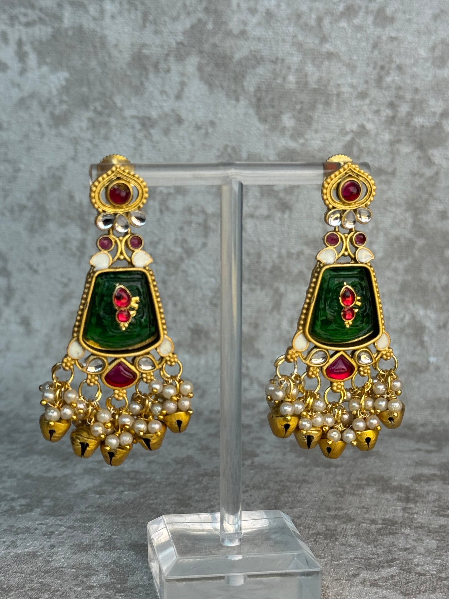 Ghungroo Carving Stone Earrings