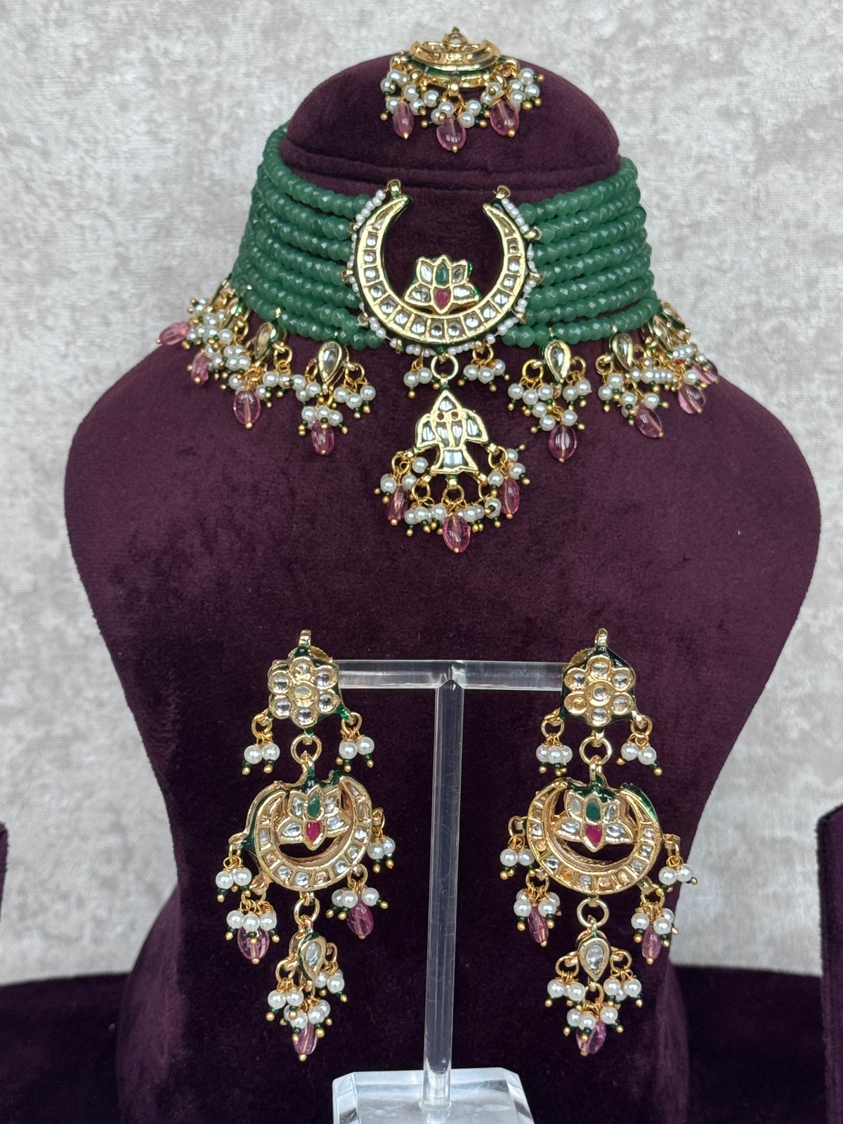 Devika - Kundan & Stone Bead Choker Set | The Tara Collection