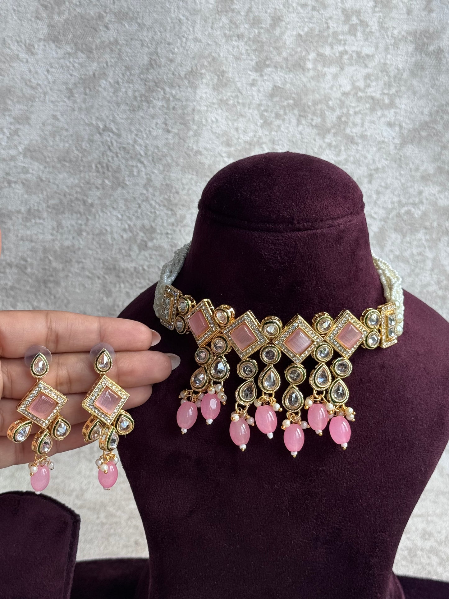 Glass Stone Choker Sets | The Tara Collection