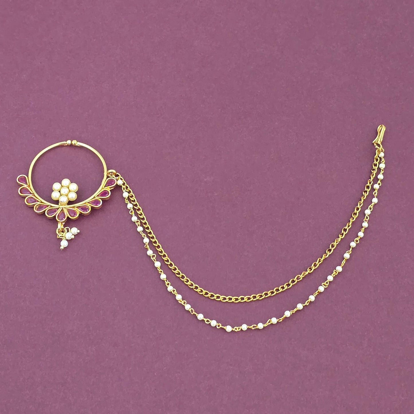 Gold-Plated Double Chain Nose Ring | The Tara Collection