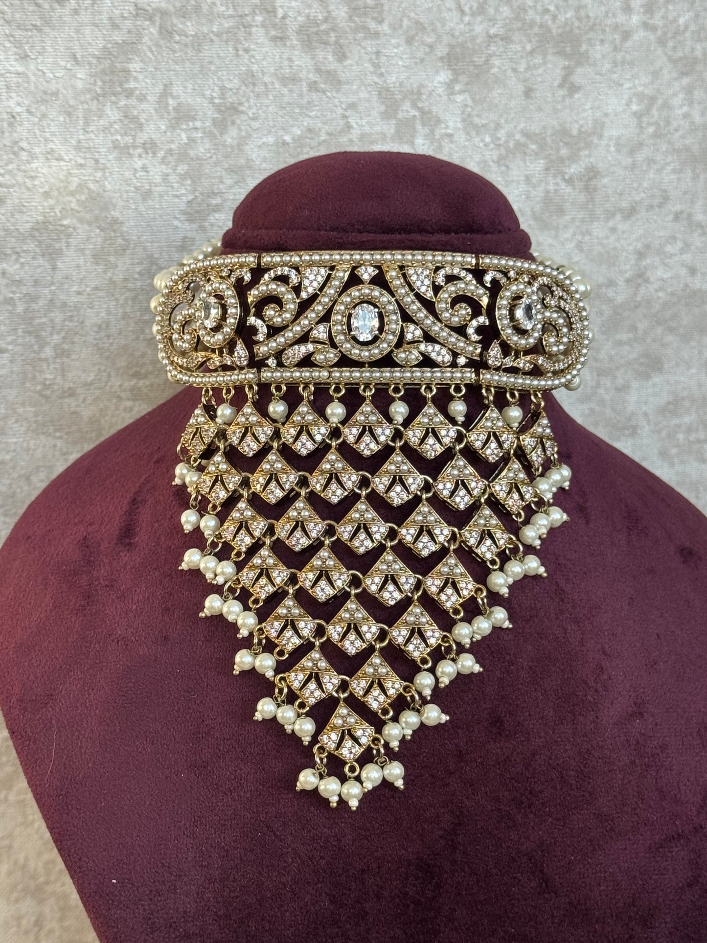Waterfall Choker Set | Necklace, Earrings, Tikka