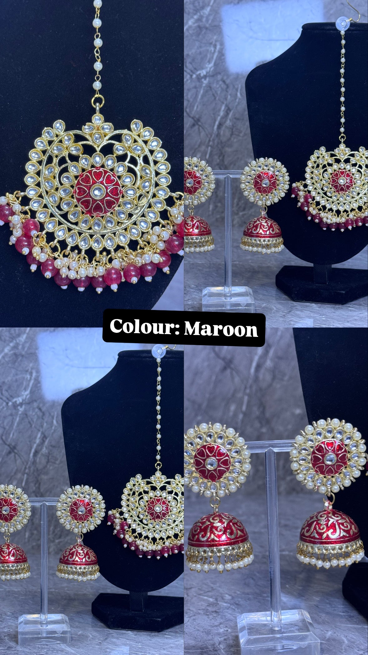 Hand Painted Meenakari Tikka Set | The Tara Collection