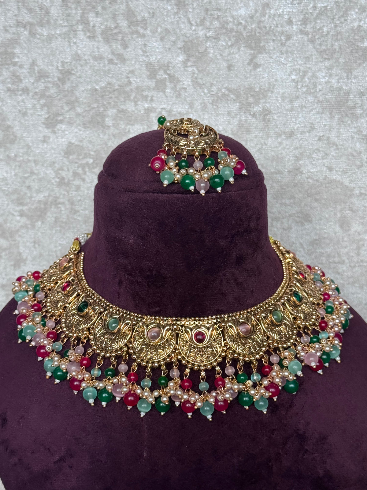 Sharvani - Antique Gold Choker Set | The Tara Collection