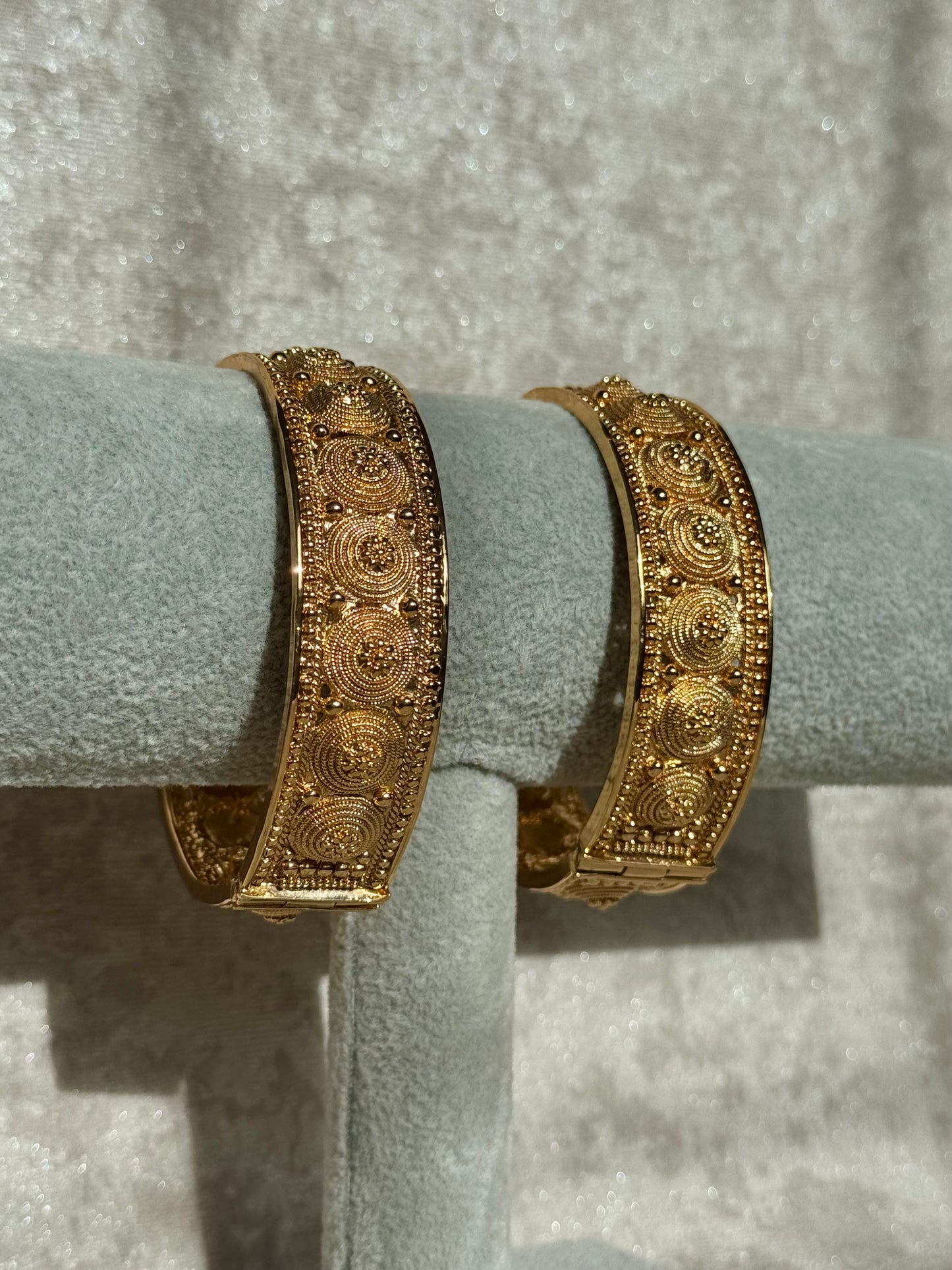 Gold Plated Thick Screw Open Bangles (Set of 2)