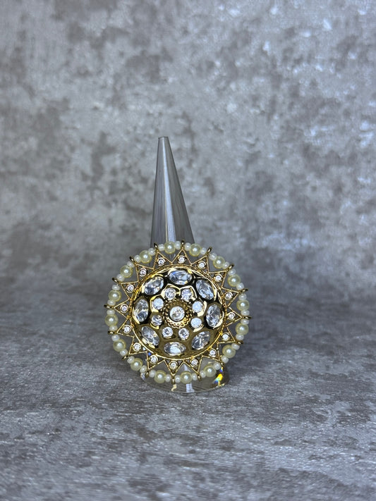 Kundan Round Adjustable Ring