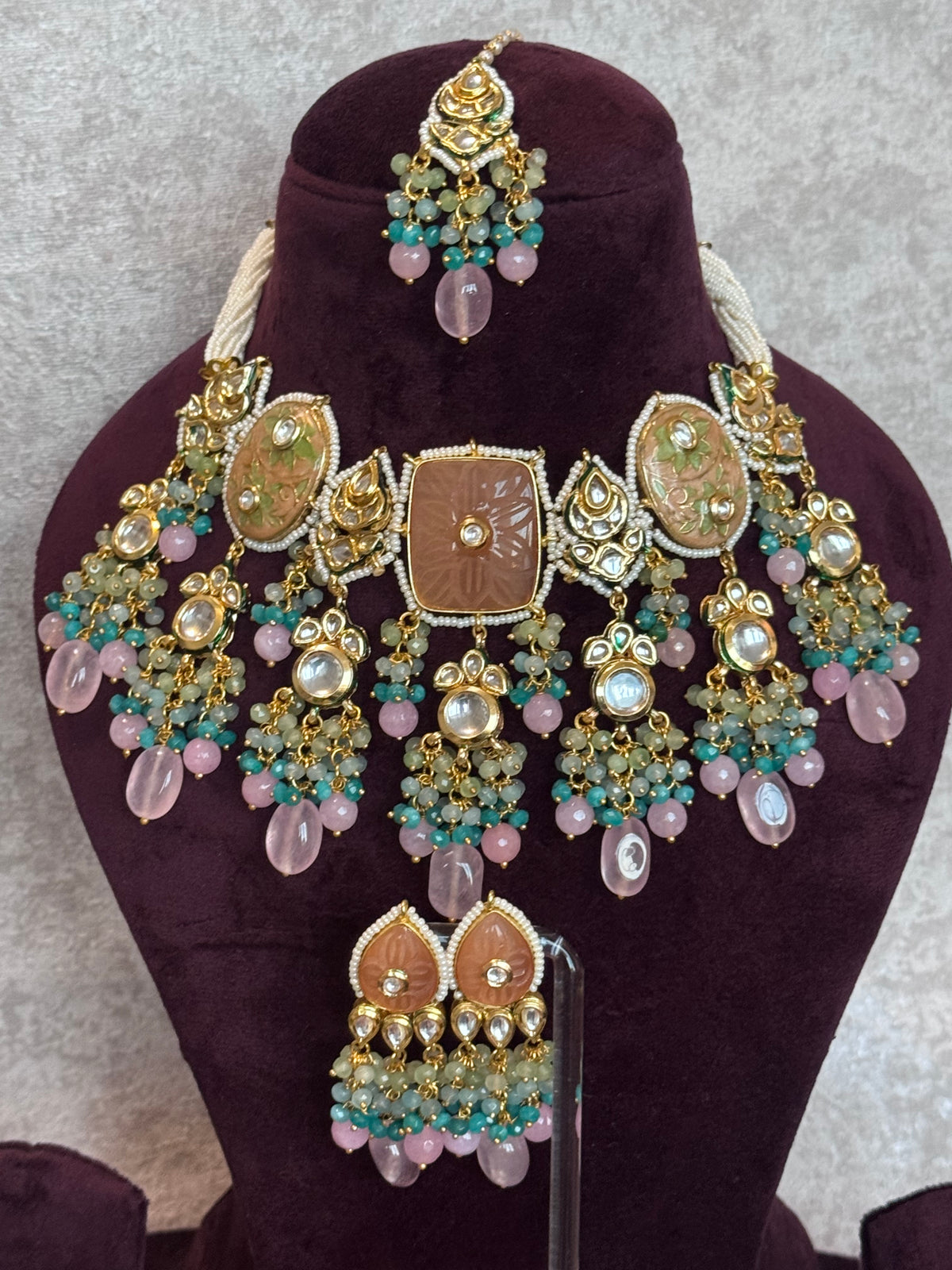 Ishani - Statement Meenakari & Kundan Necklace Set | The Tara Collection