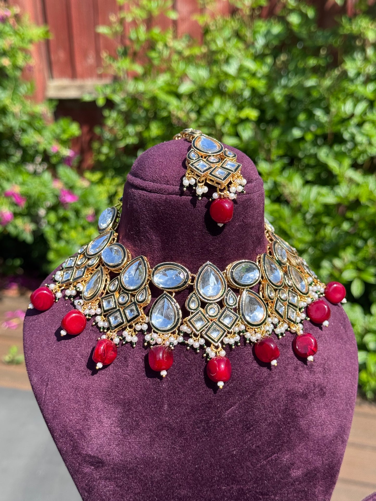 Kundan Style Necklace Set with Meenakari | The Tara Collection