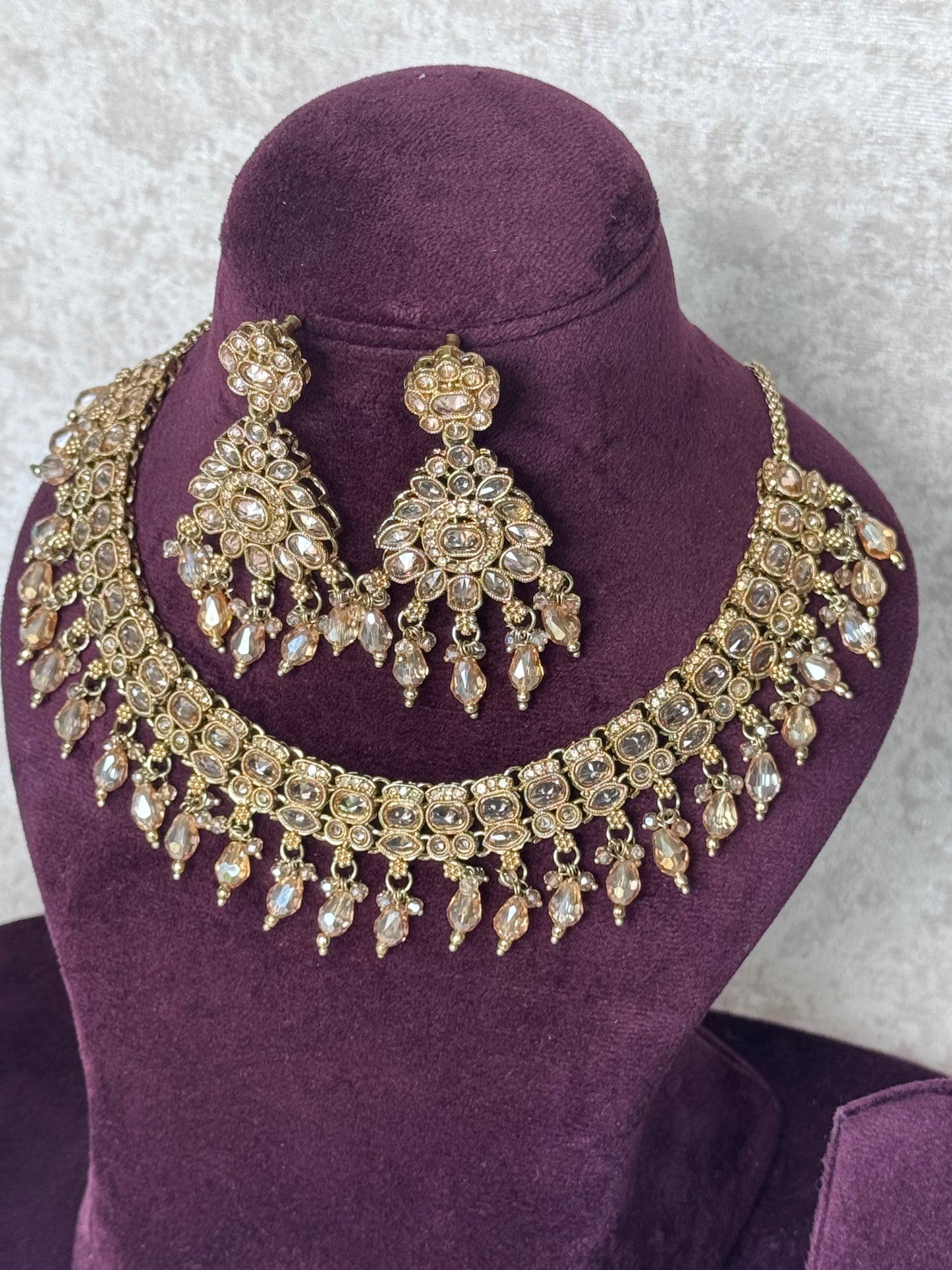 Champagne Gold Base Necklace Set | The Tara Collection