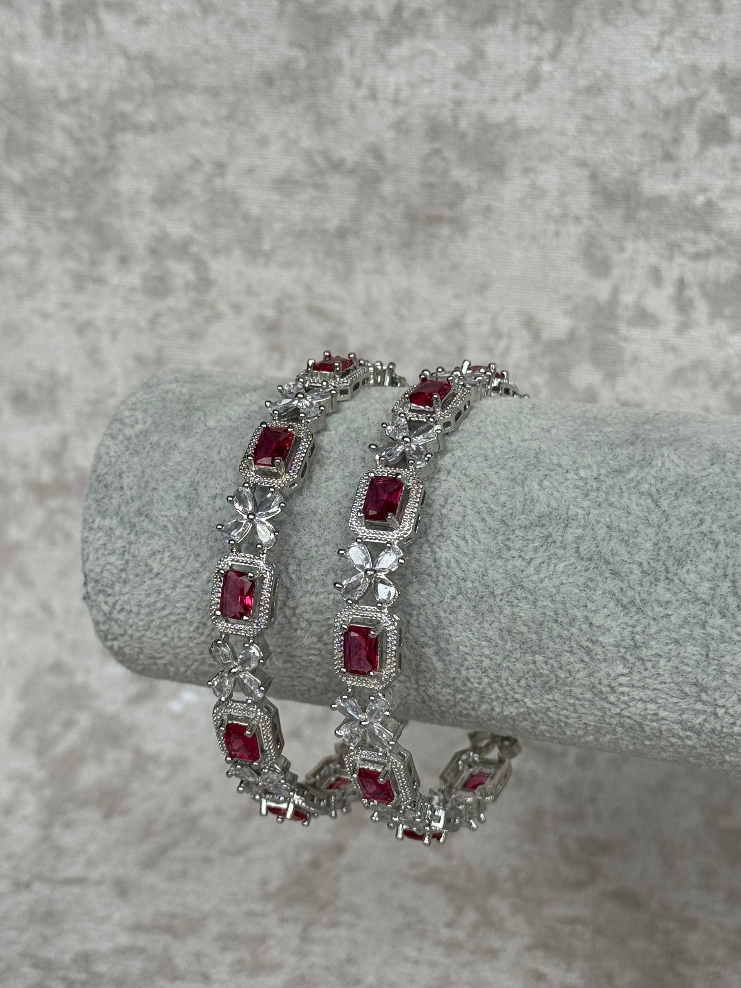 AD Cubic Zirconia Bangles (set of 2)