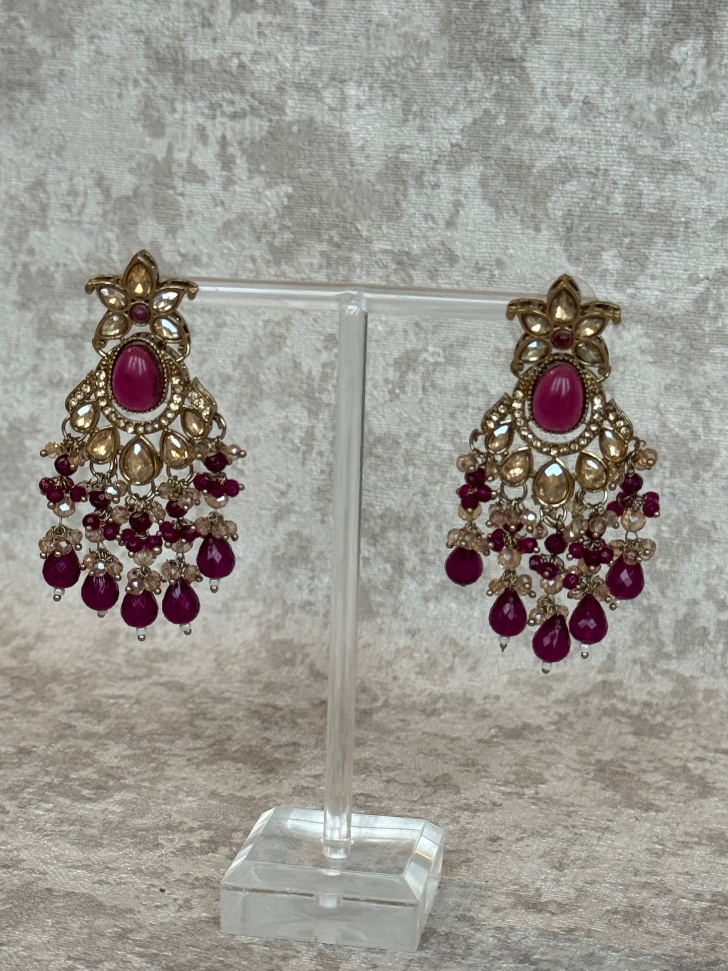 Polki Statement Oval Stone Earrings