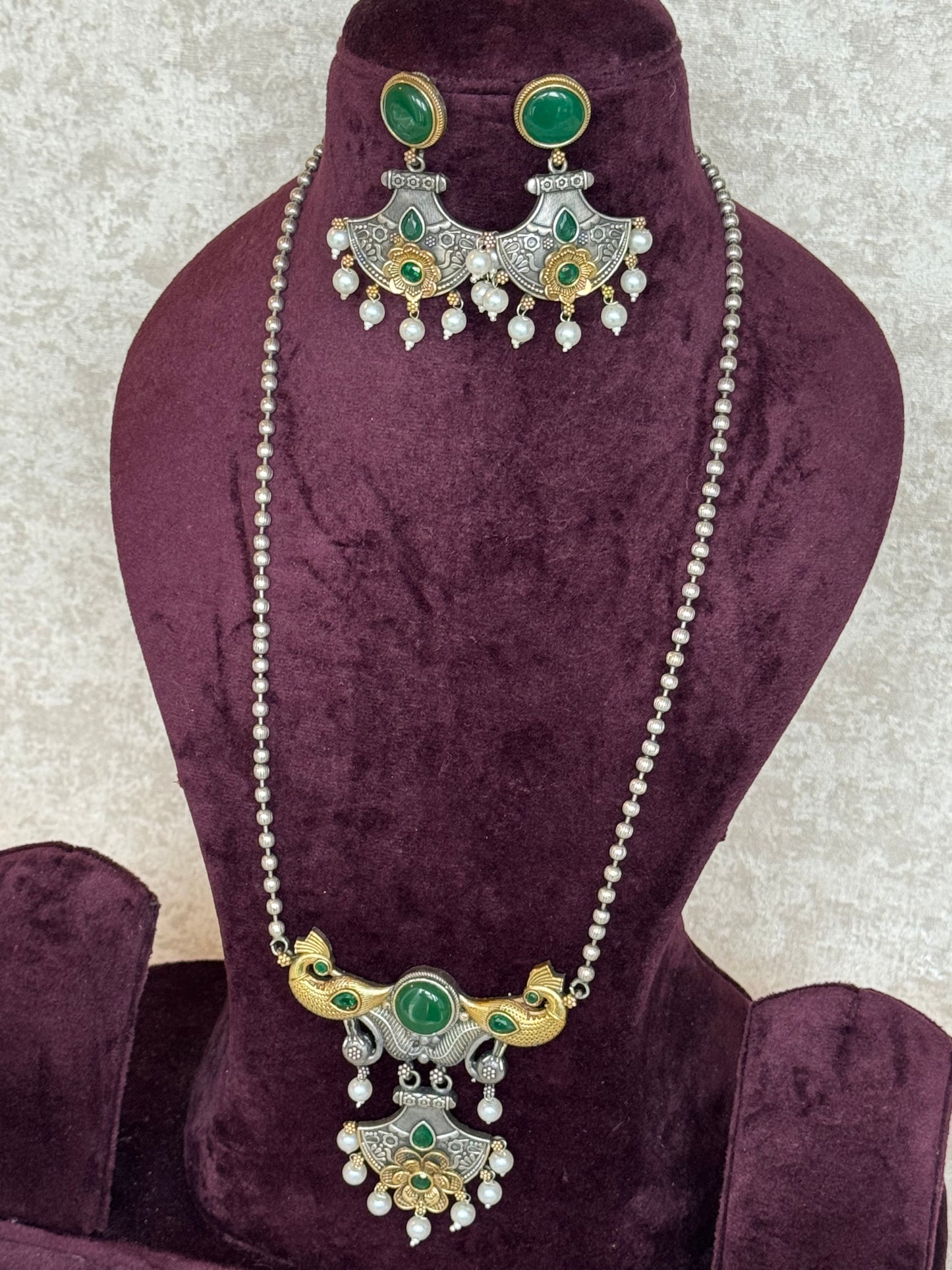 Oxidised Pendant Set with Bird motif | The Tara Collection
