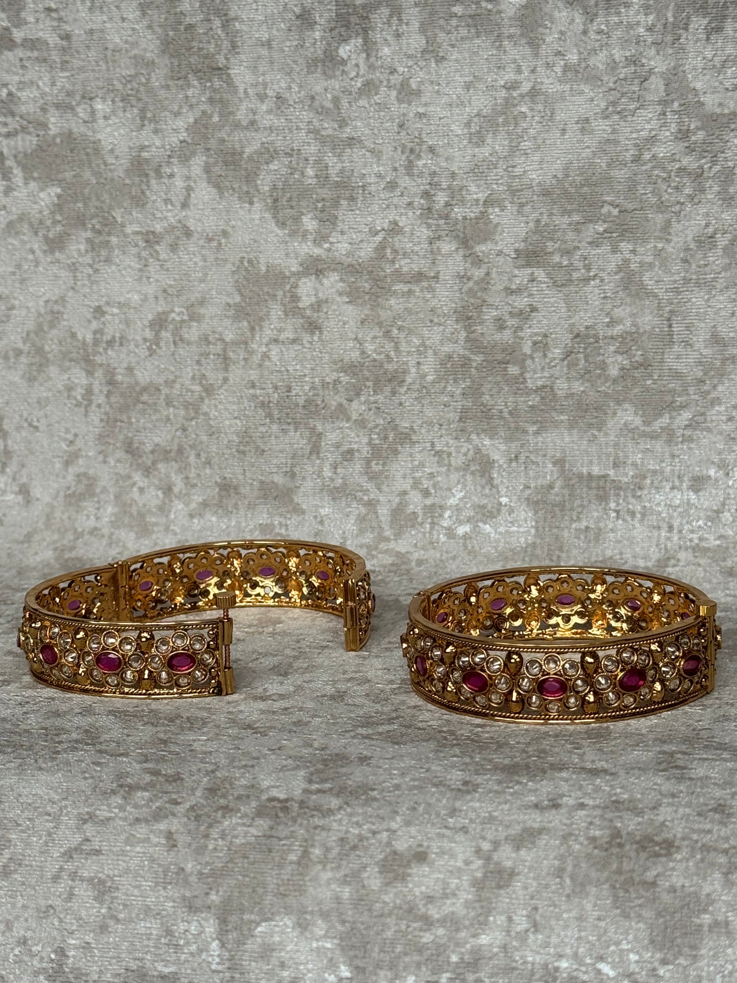 Gold & Ruby Bangle Set