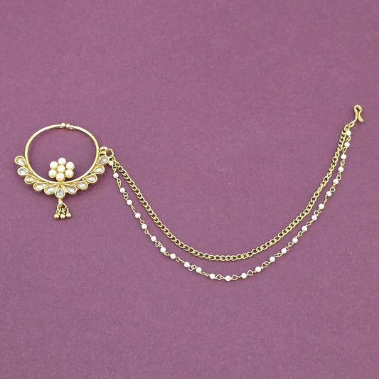 Gold-Plated Double Chain Nose Ring | The Tara Collection
