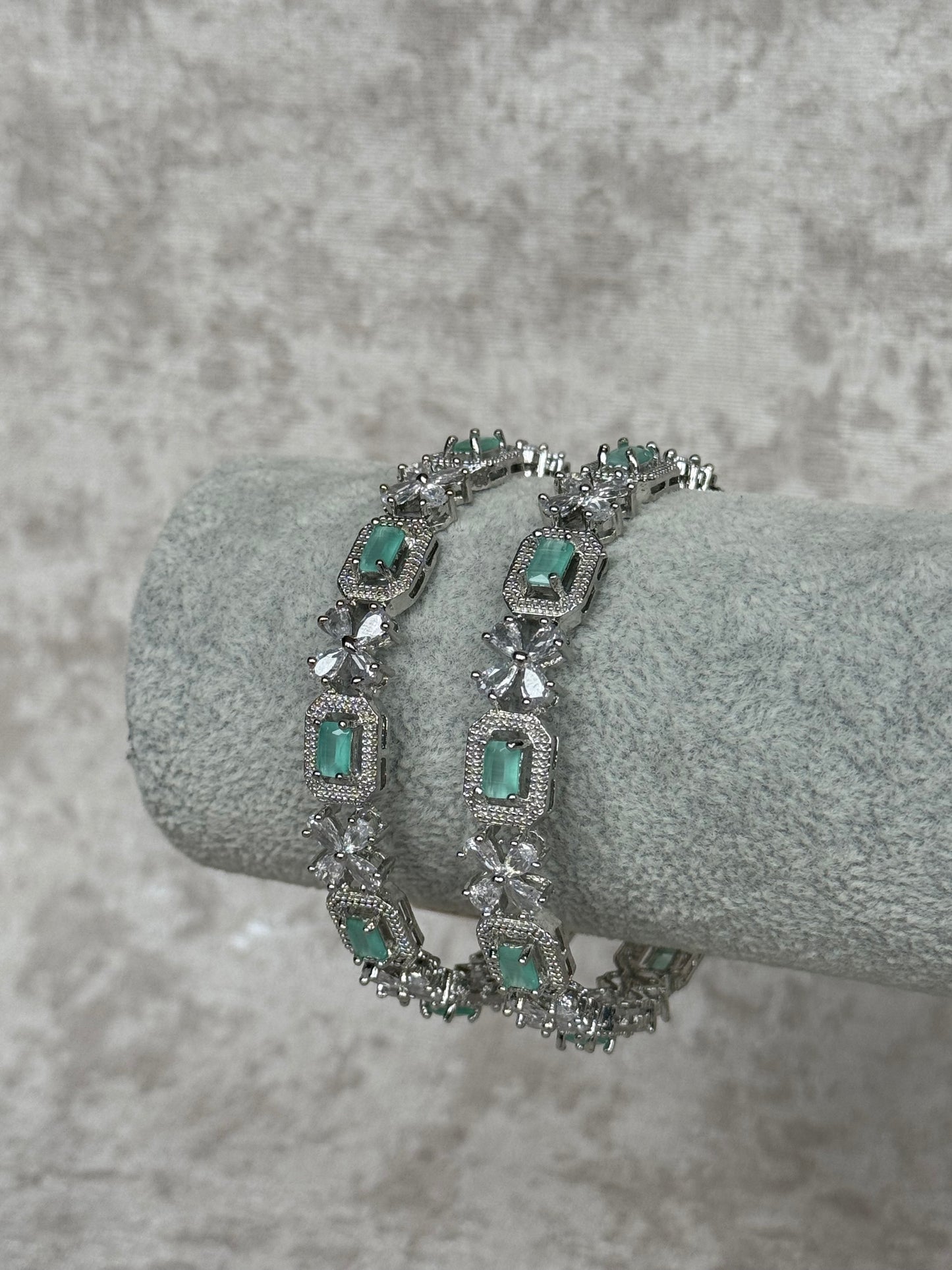 AD Cubic Zirconia Bangles (set of 2)