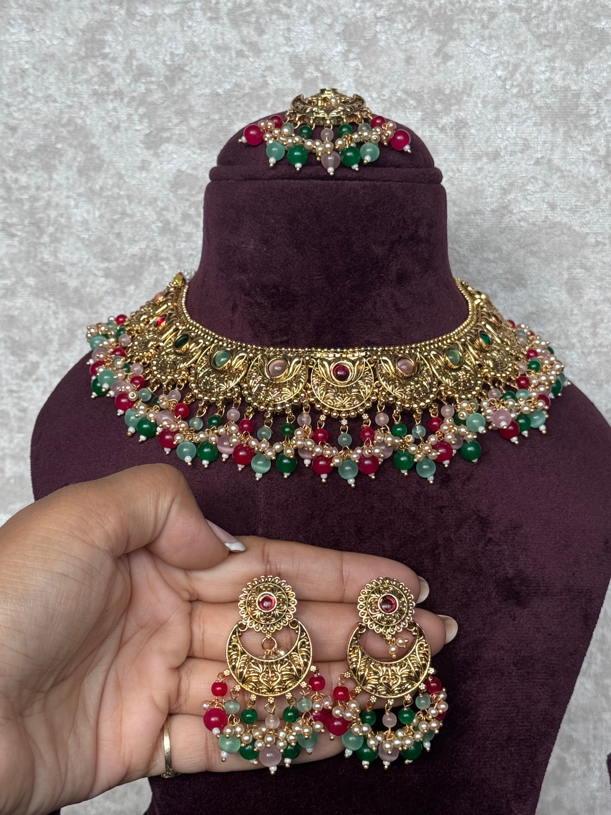 Sharvani - Antique Gold Choker Set | The Tara Collection