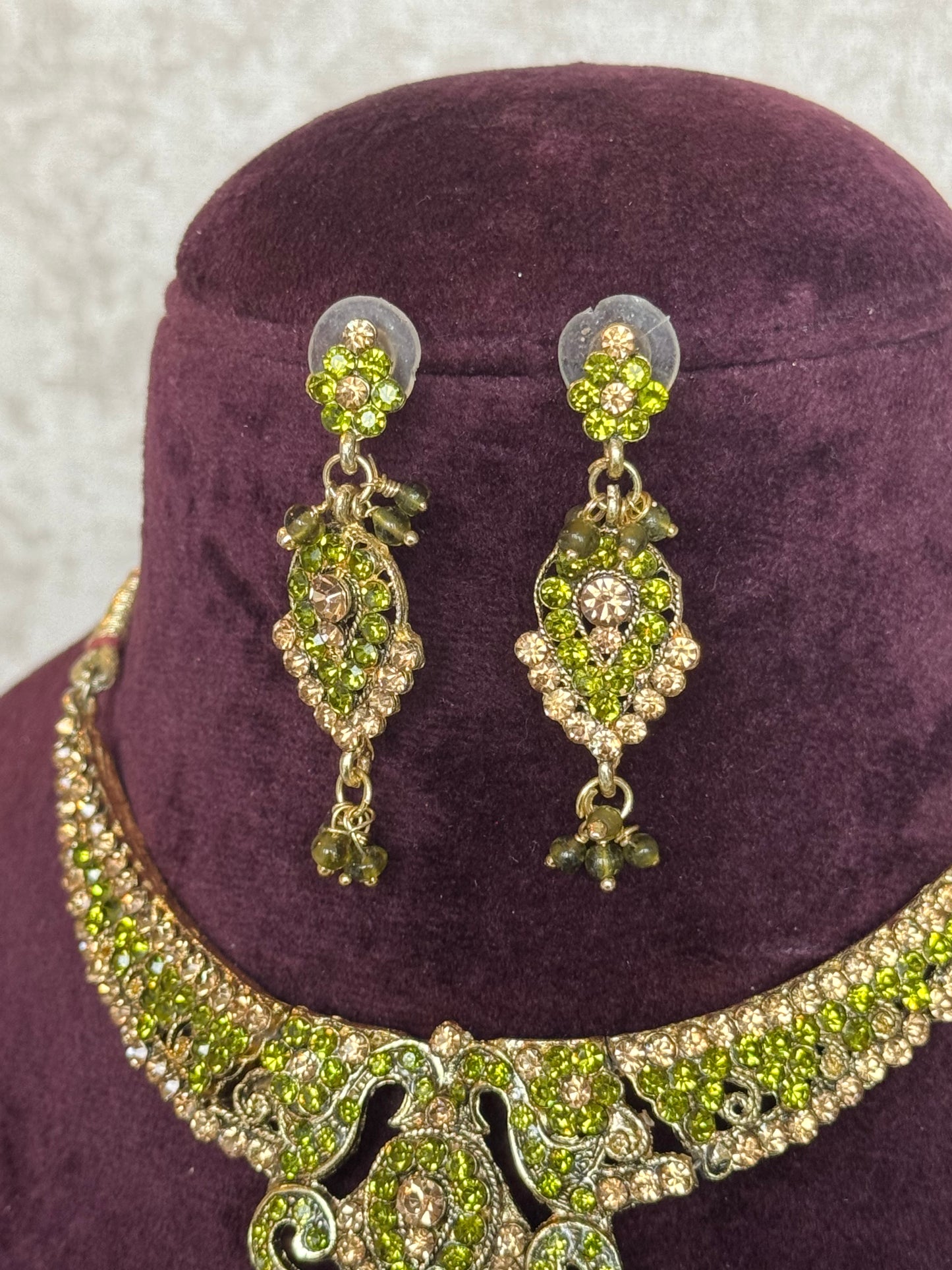 Gold and Lime Green Hasli Necklace Set | The Tara Collection