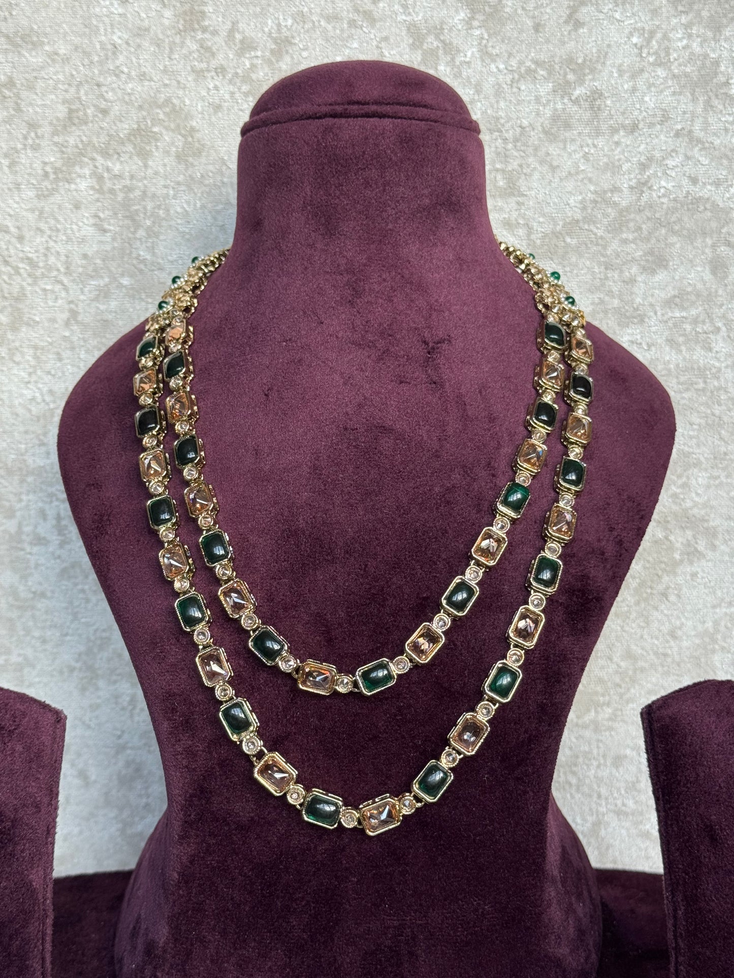 Double Layer Mala Necklace Set | Jhumka Earrings