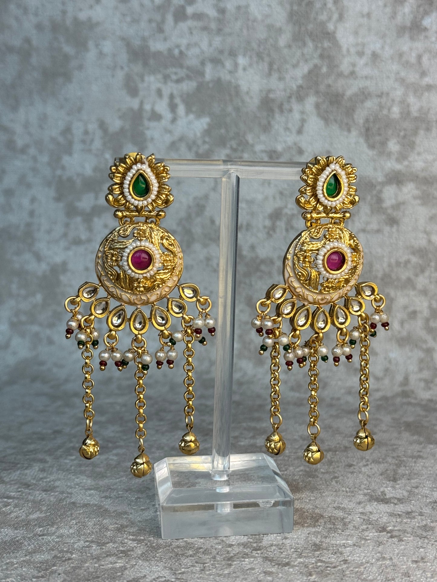 Ghungroo Drop Earrings with Meenakari
