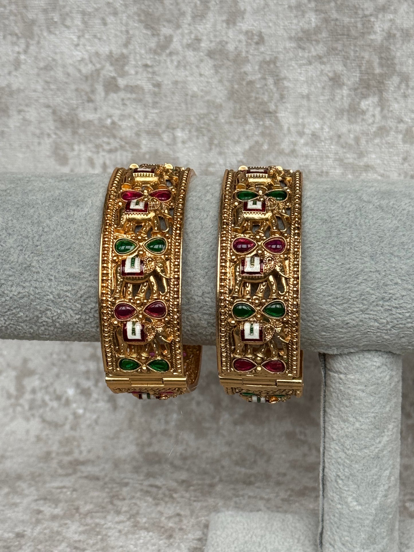 Elephant Meenakari Bangle Set | Size 2.8 | The Tara Collection