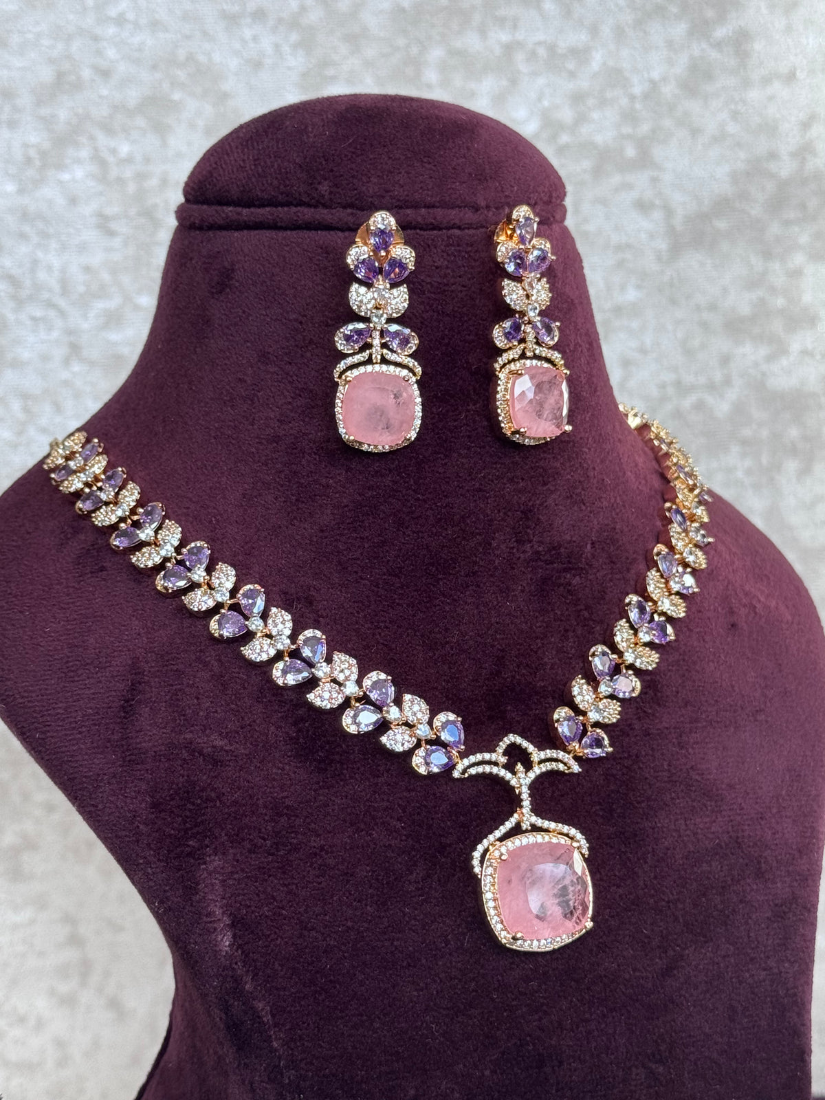Lavanya - Floral AD Stone Necklace Set | The Tara Collection