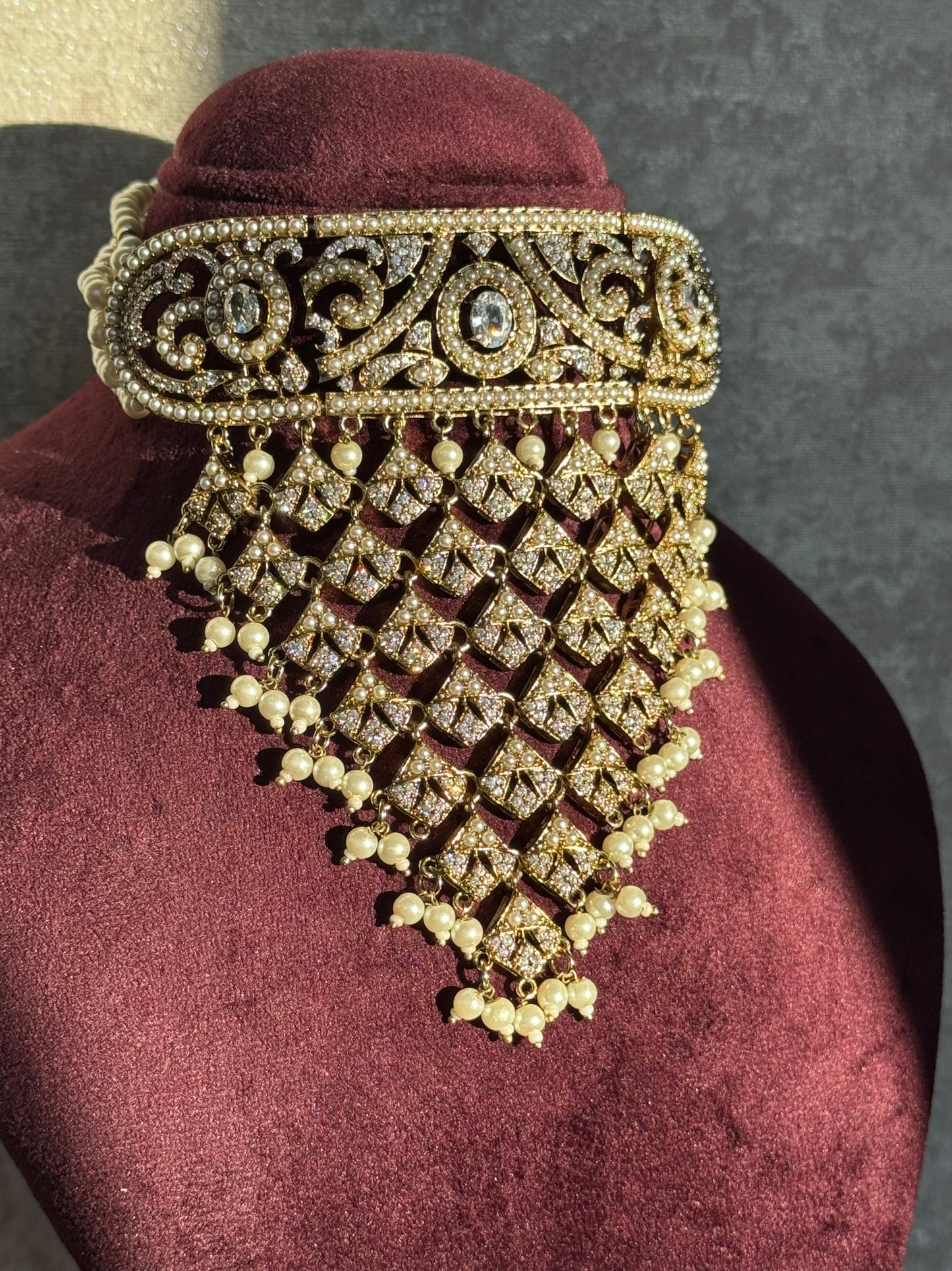 Waterfall Choker Set | Necklace, Earrings, Tikka