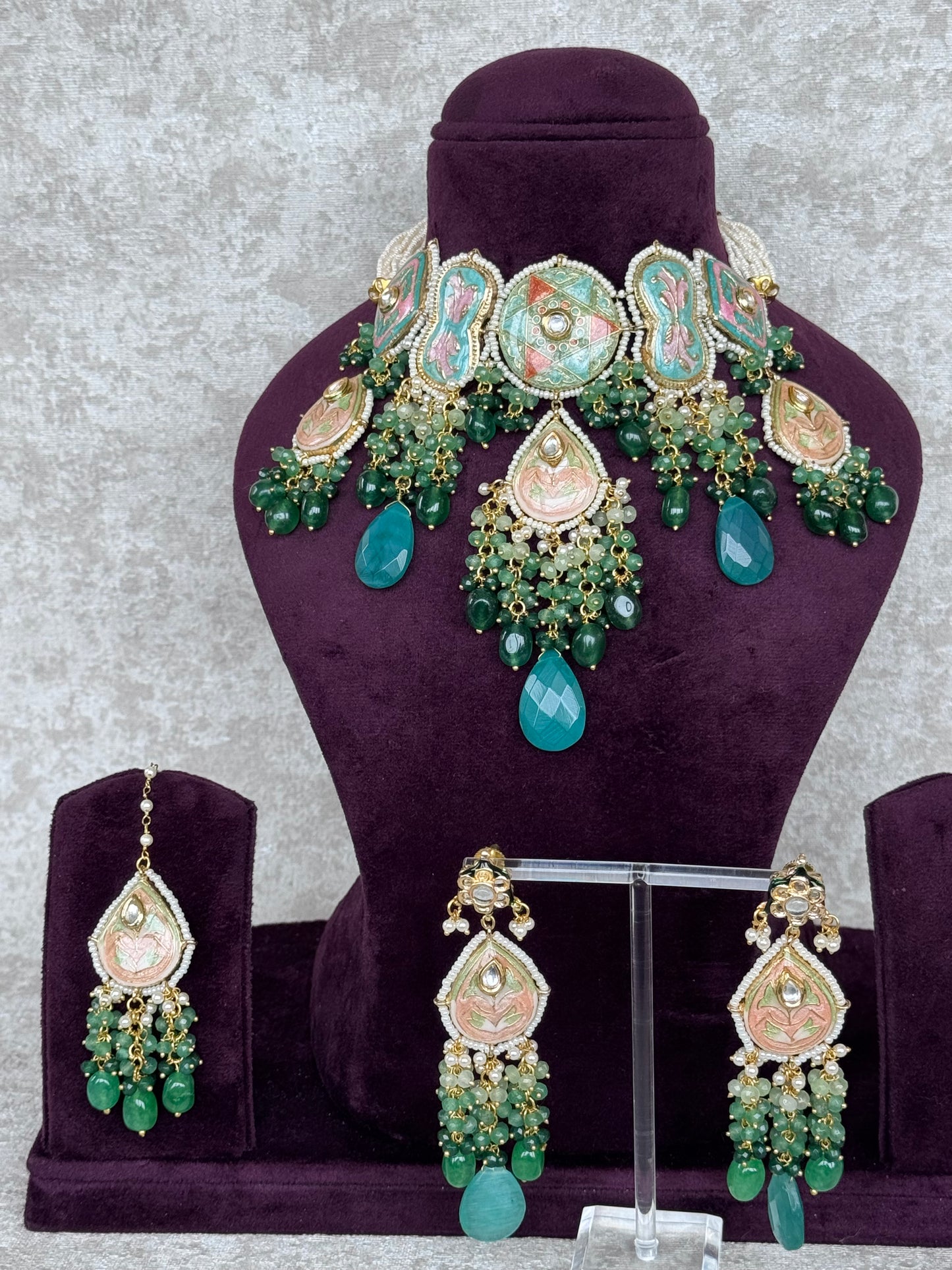 Meenakari Statement Necklace Set | The Tara Collection